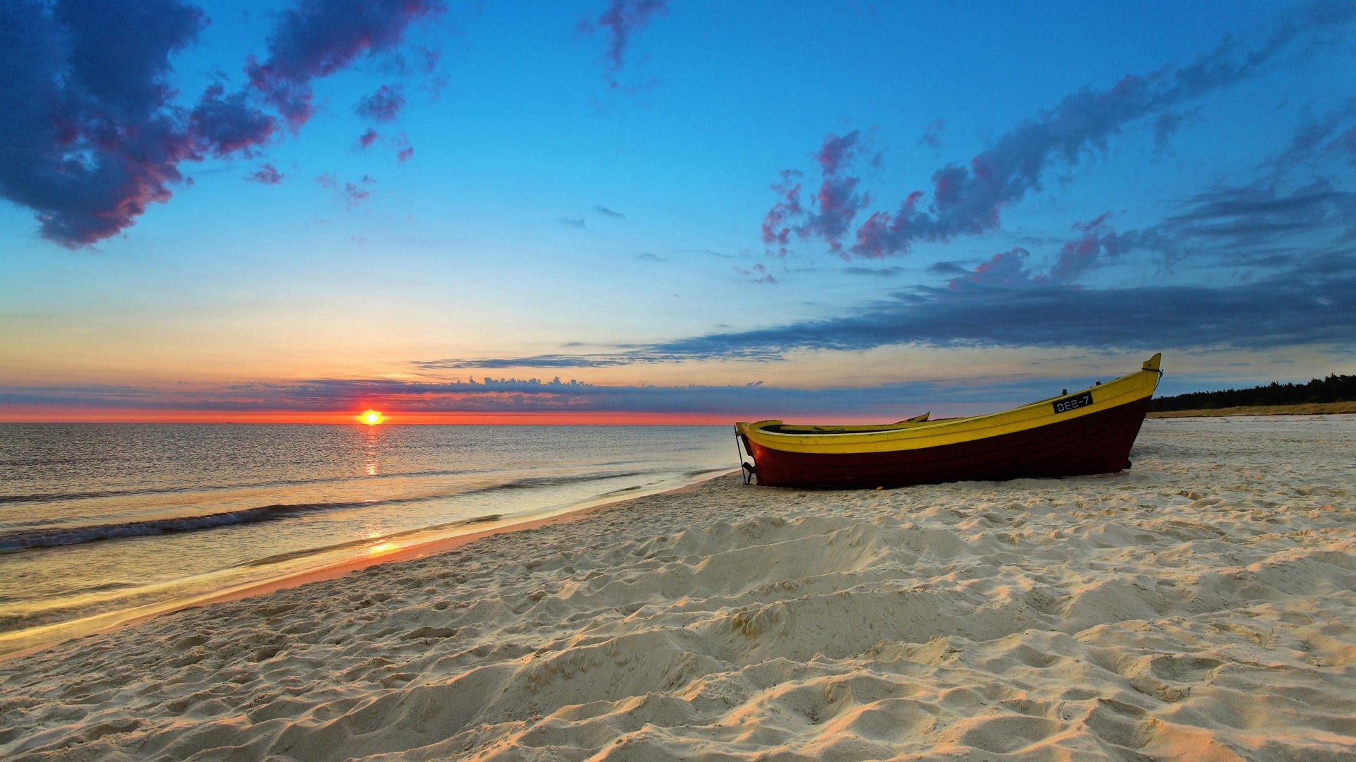 Wallpaper boat, decline, evening, romanticism, sand, beach,  horizon