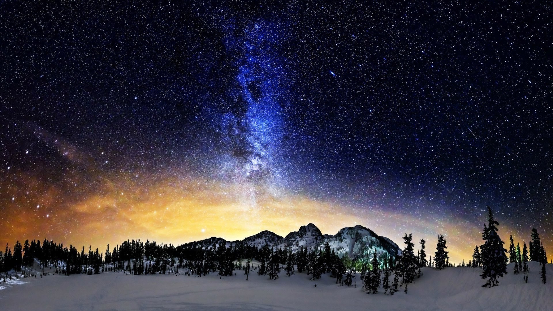 Milky Way Above The Snowy Mountains