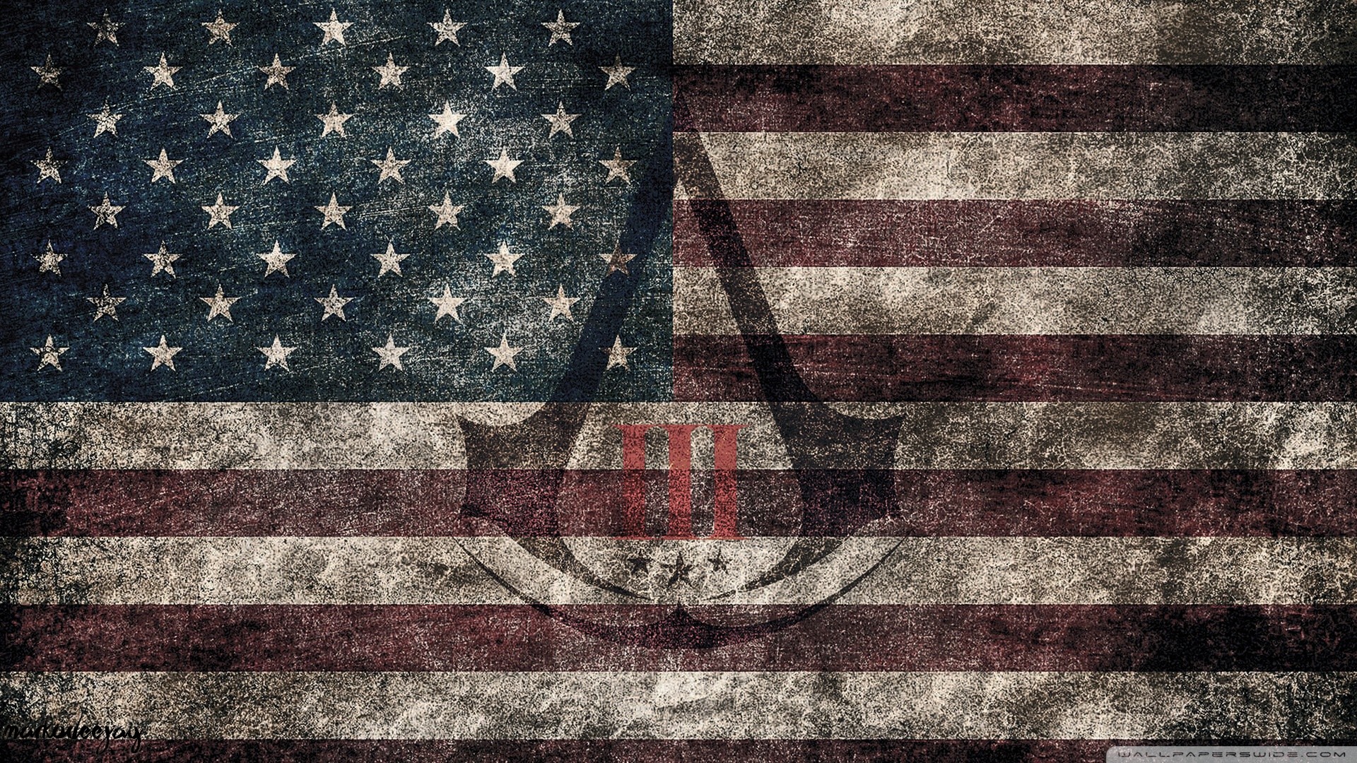 Assassins creed iii american eroded flag wallpaper by Marvin Scheuring