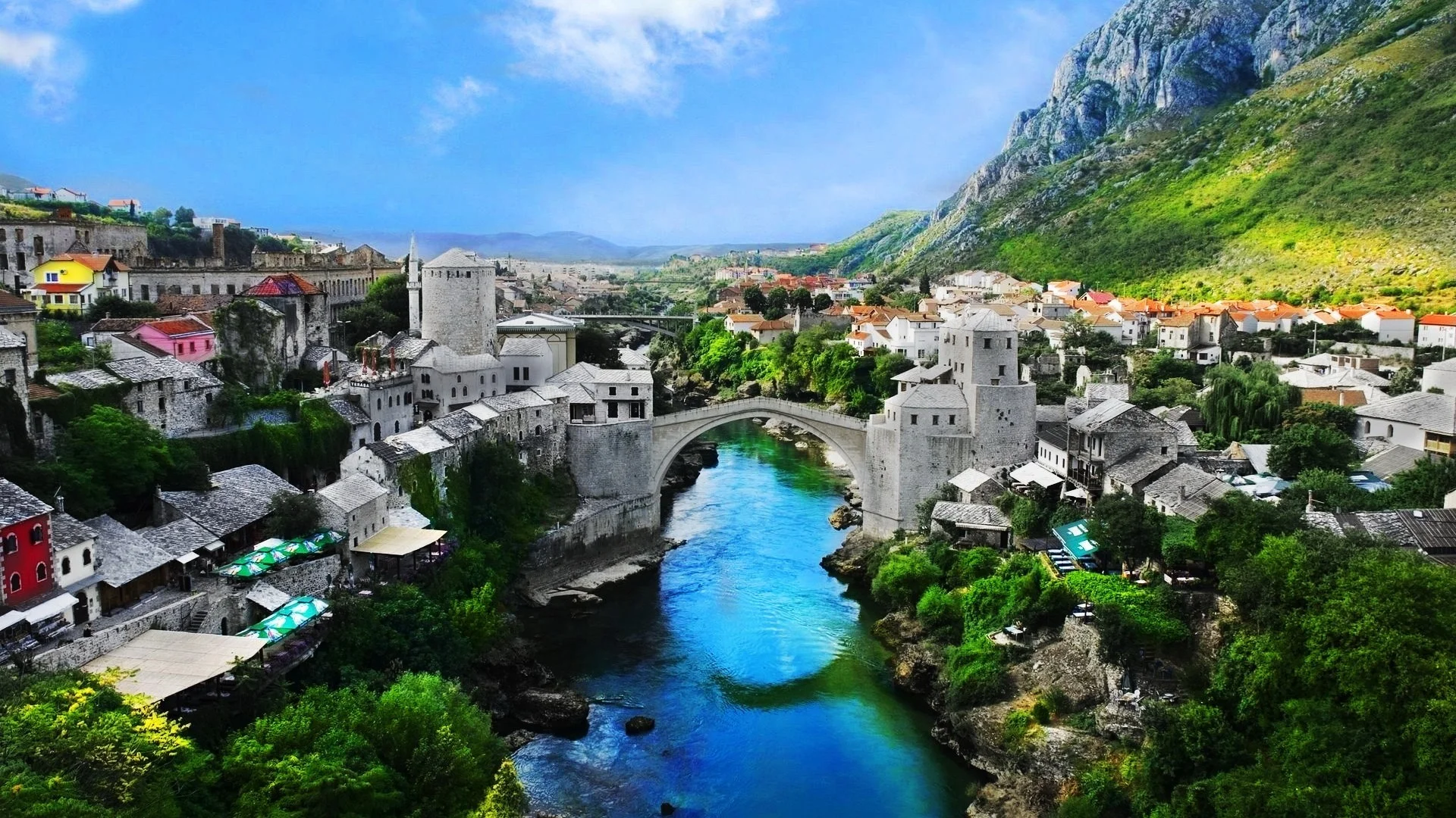 Preview wallpaper bosnia and herzegovina, mostar old town, mostar, nature, landscape 1920×1080