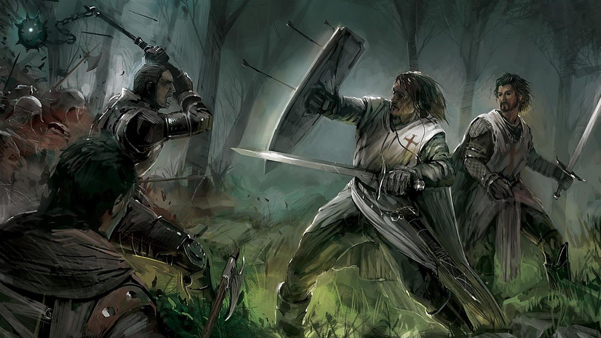 Fight, knights, warriors, Templars, medieval Wallpapers