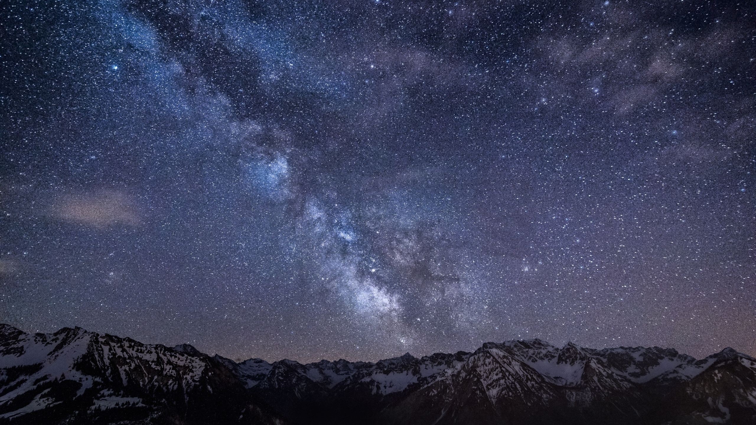 Preview wallpaper mountains, night, sky, stars 2560×1440