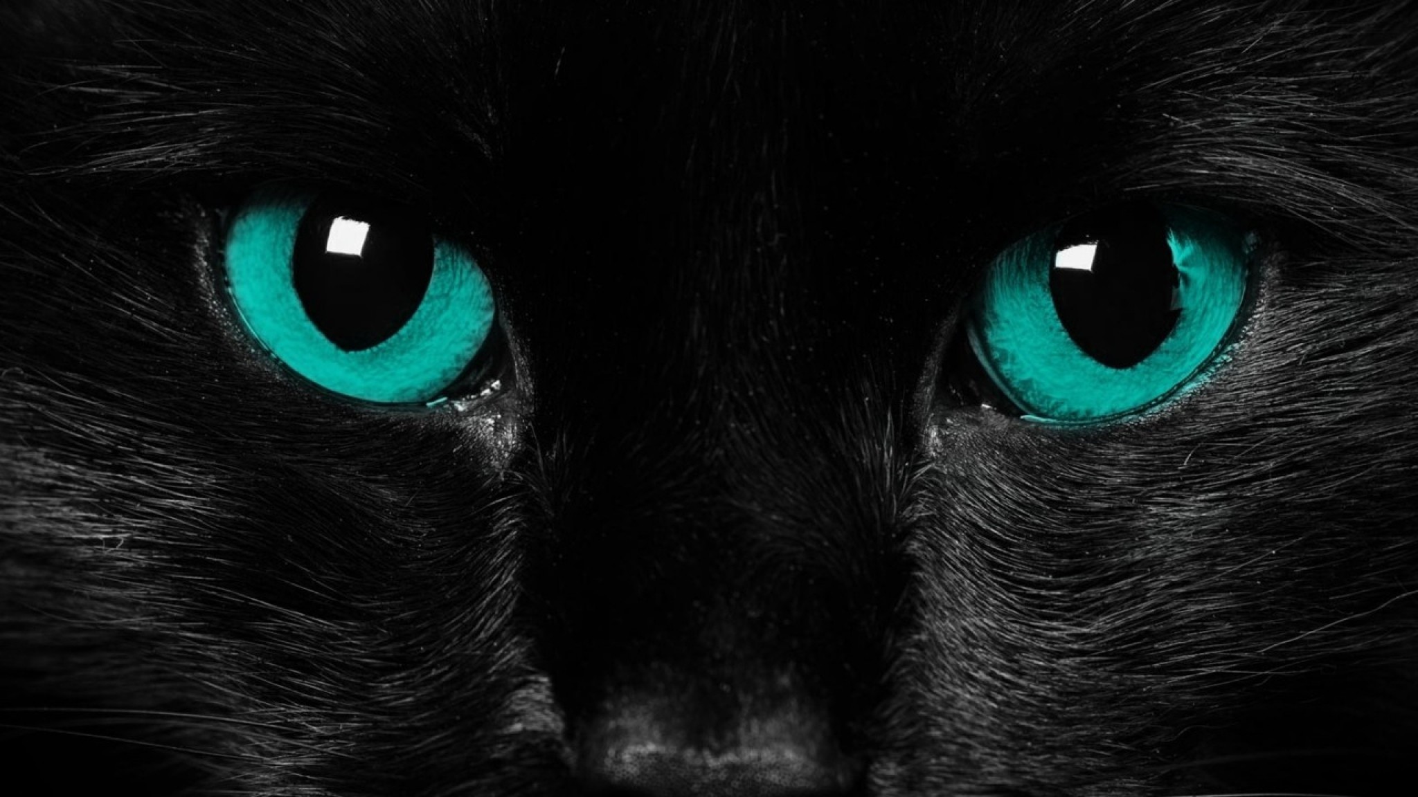 Wallpaper eyes, black cat, close-up