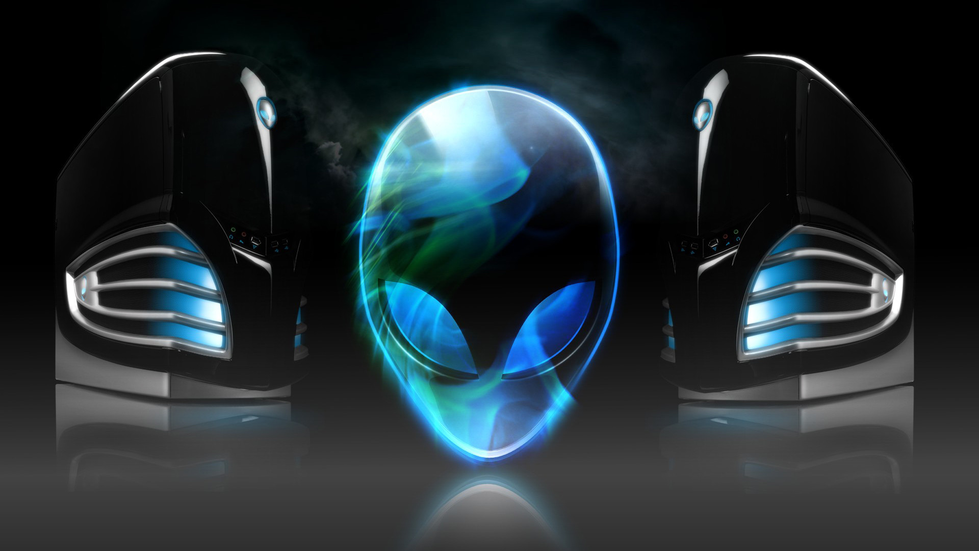 alienware dark blue logo background