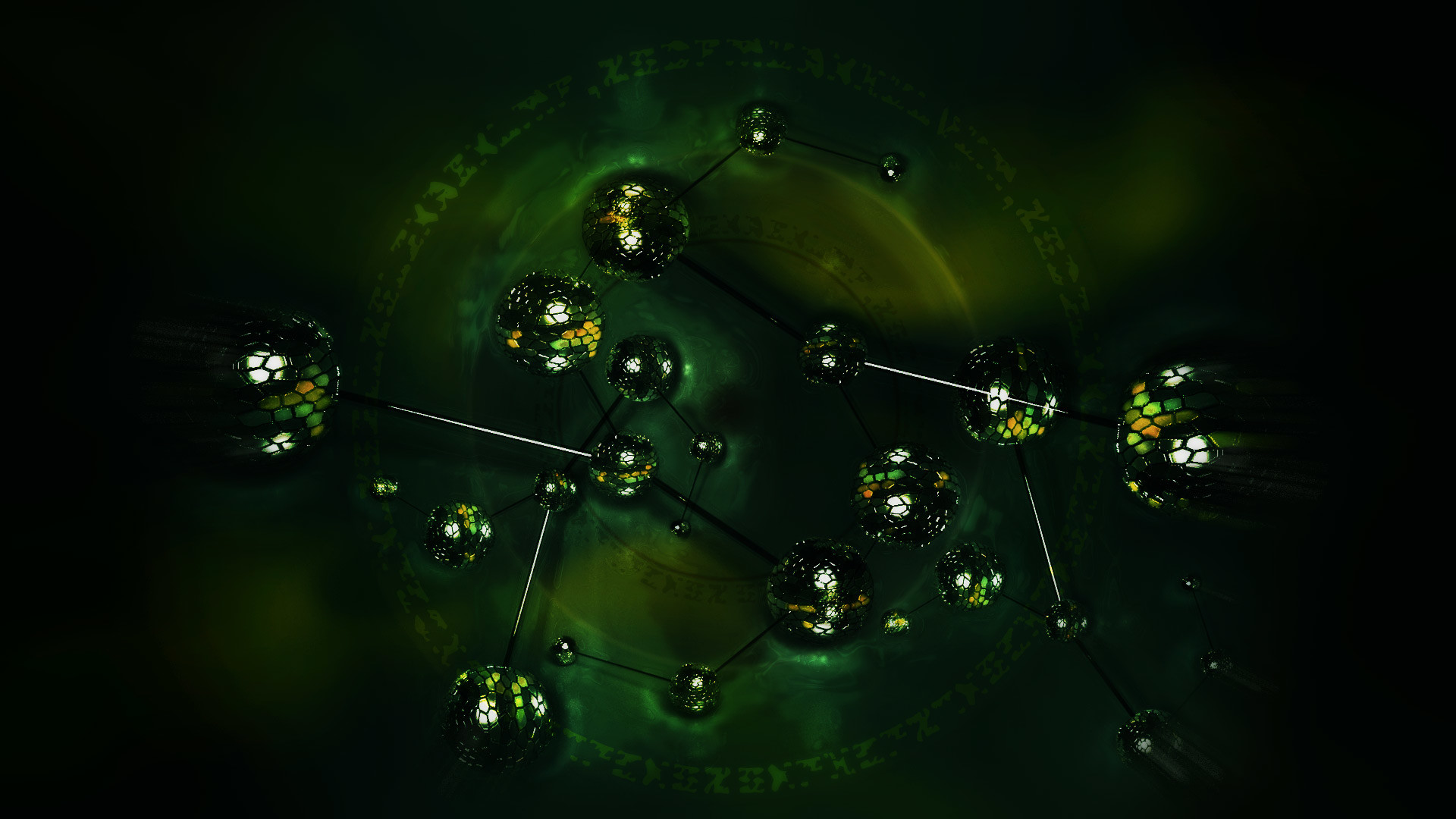 Darkflame 2013 HD chrome 3D molecules cosmos abstract wallpaper 1920×1080