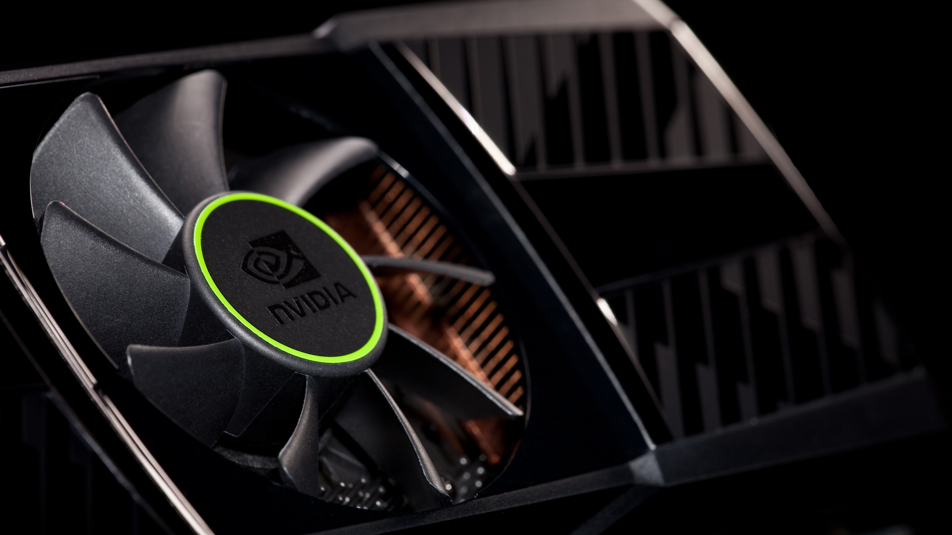 Preview wallpaper nvidia, company, vga, cooler, black, green 3840×2160