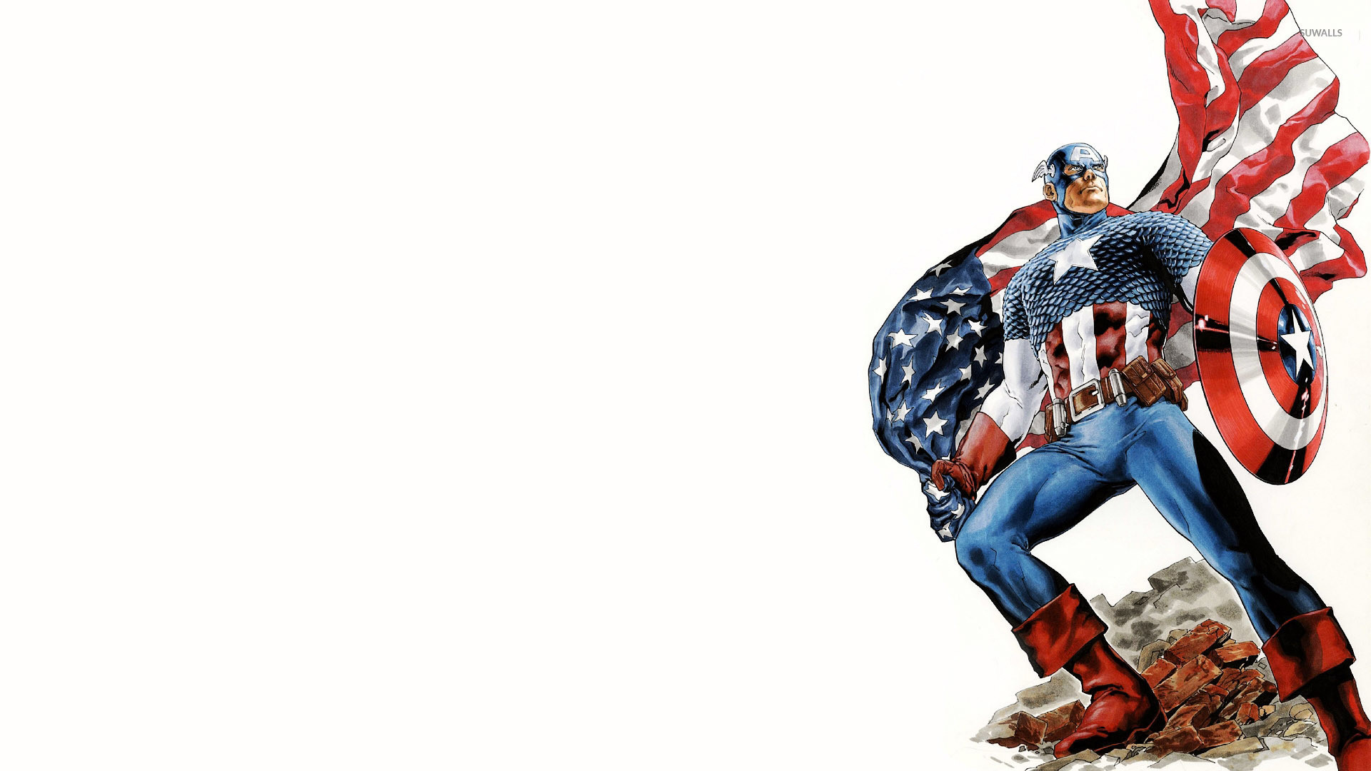 Captain America holding the American flag wallpaper