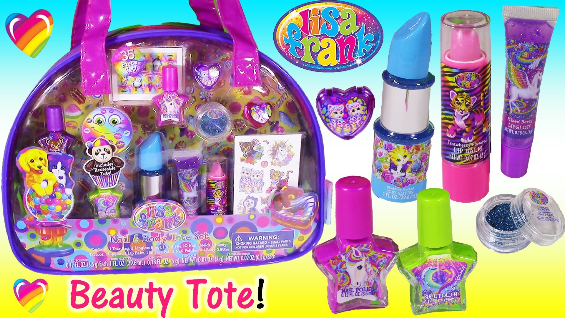 Lisa Frank Nail & Body Tote Set! Lip Gloss Lip Balm Nail Polish Glitter! Lisa  Frank Stationery Set! – YouTube