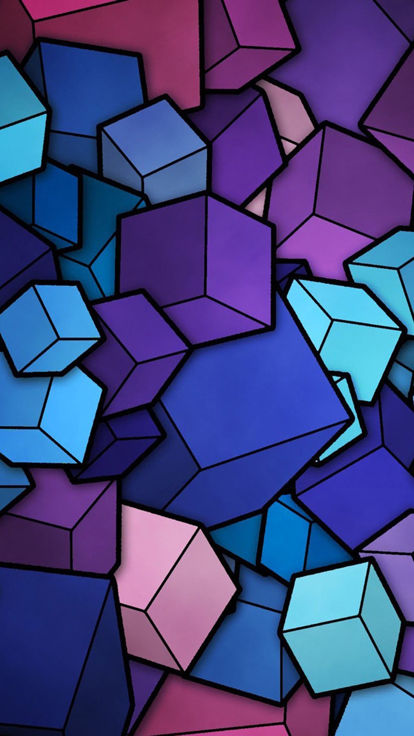 Abstract Cubes Blue Purple Wallpaper Galaxy S6, LG G4, HTC One M9