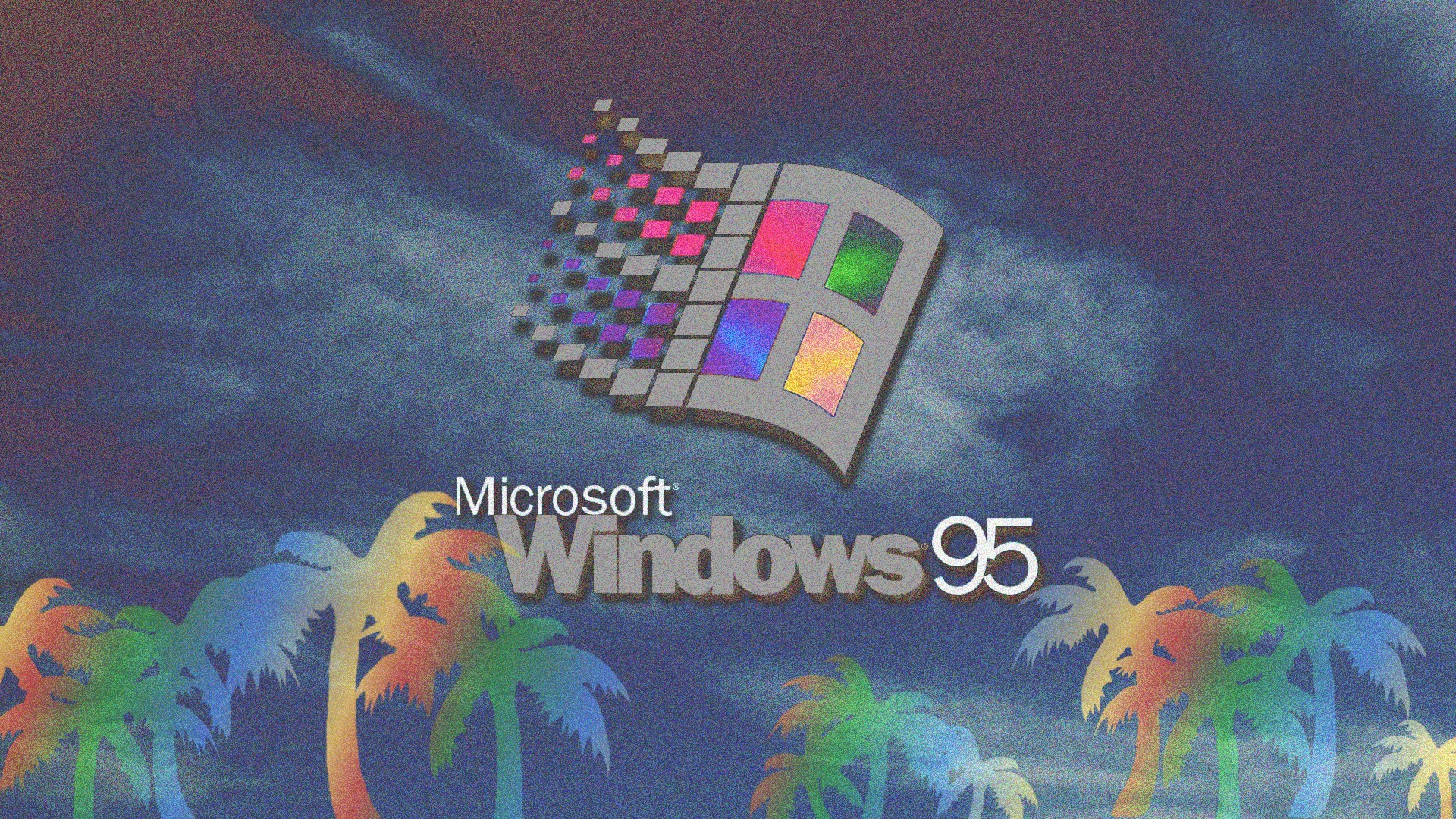General Microsoft Windows vaporwave palm trees Windows 95