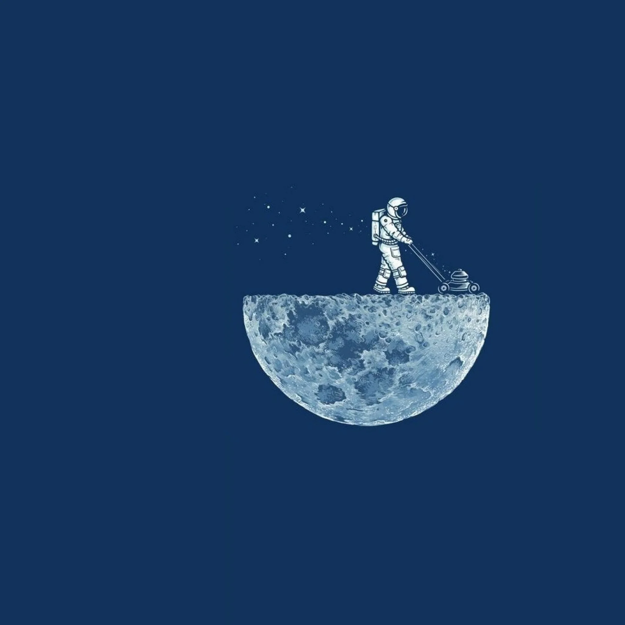 Astronaut Mowing the Moon iPad Wallpaper HD #iPad #wallpaper