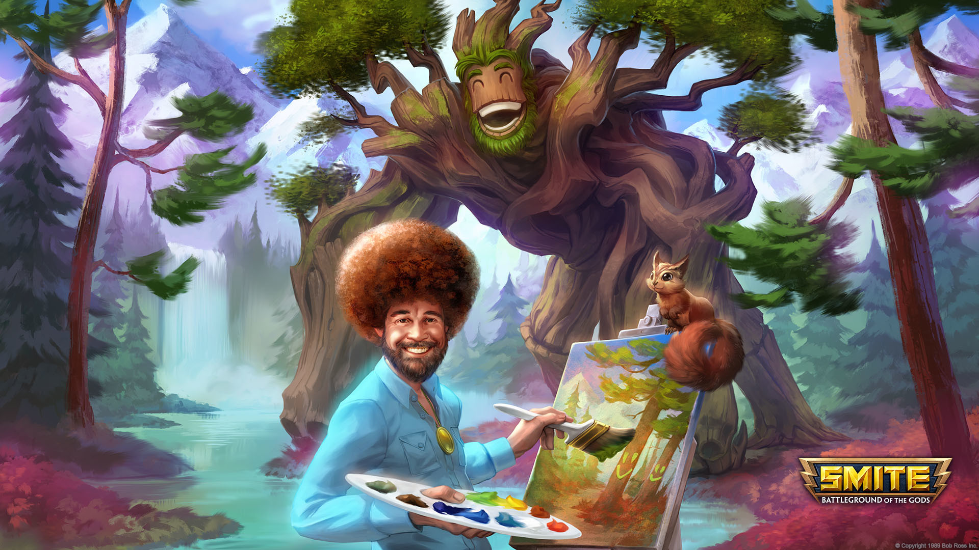 'Smite' adds Bob Ross as a paint-throwing playable character