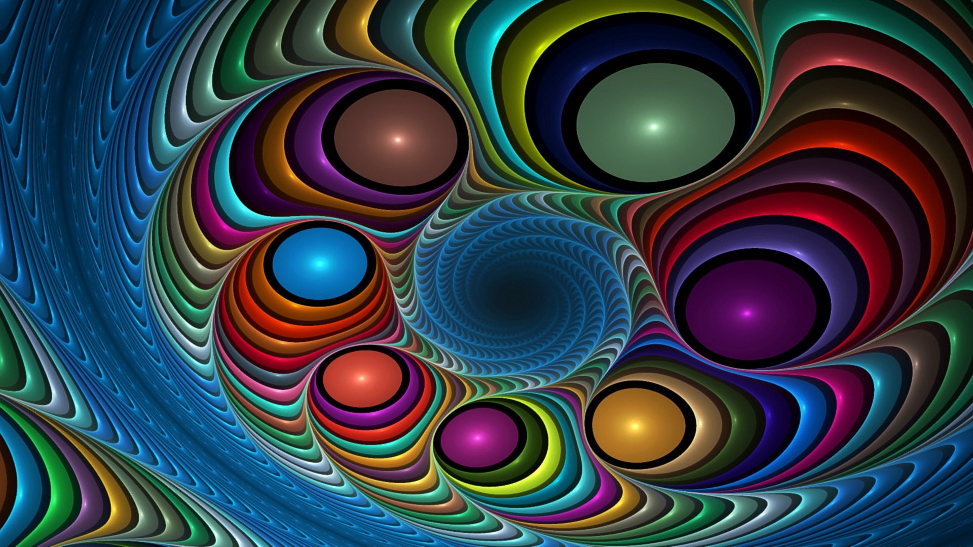 … Background Full HD 1080p. Wallpaper fractal, circles, spots,  colorful