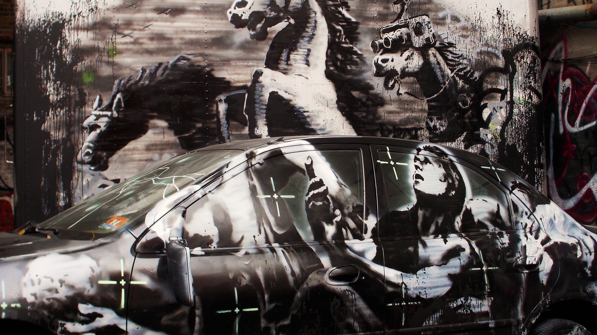 Banksy Crazy Horse, Banksy, Street Art, Streetart, Graffit, Wall Art,