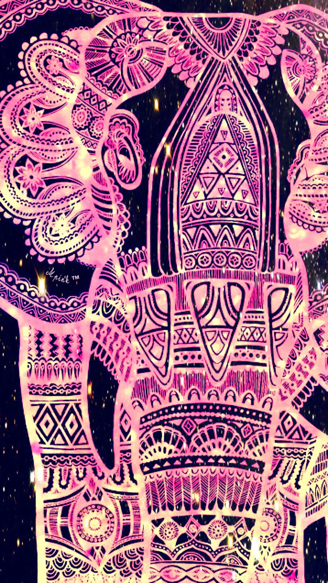Tribal Pink Elephant Wallpaper/Lockscreen Girly, Cute, Wallpapers for iPhone,  Android,