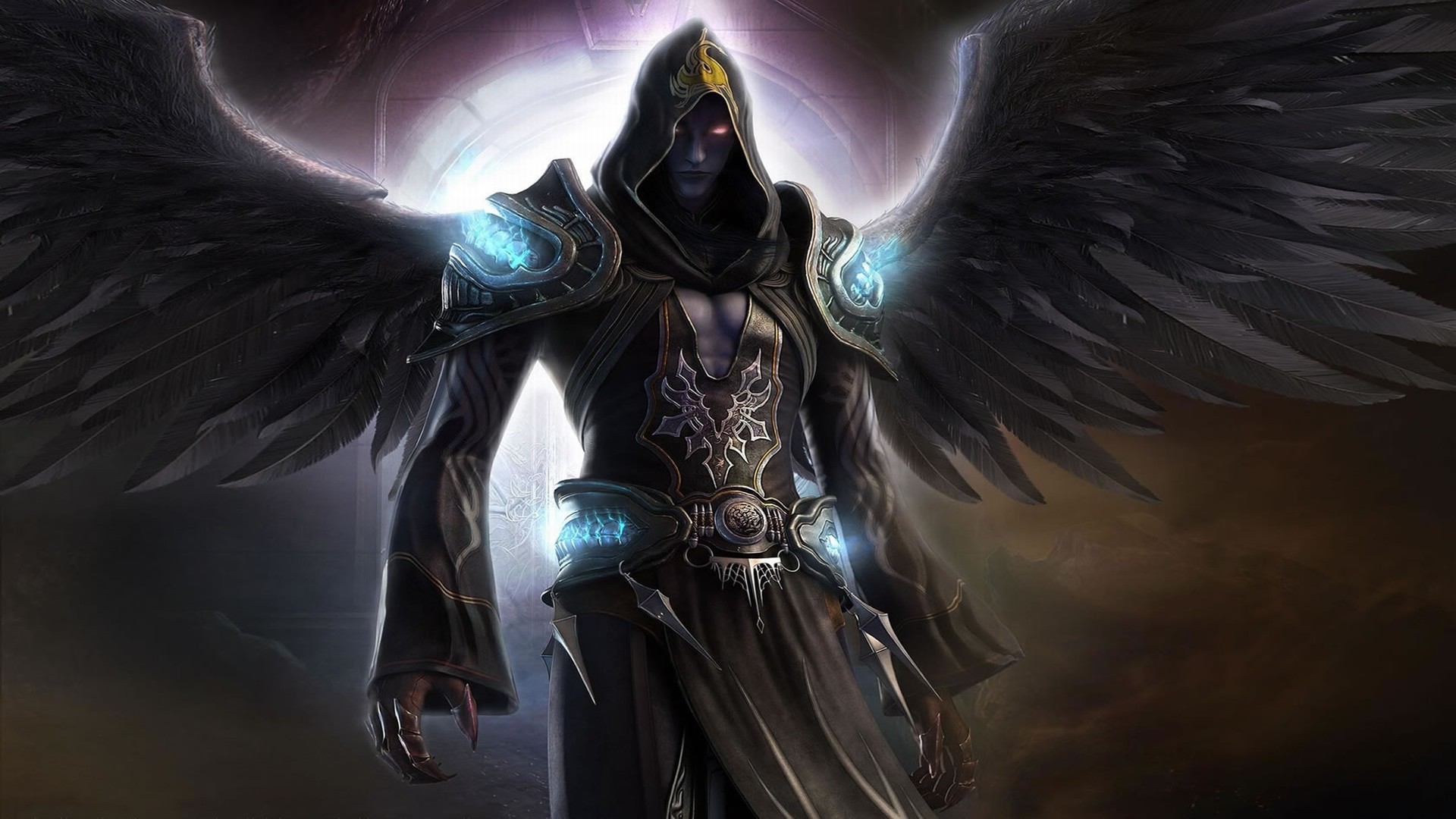 Fantasy – Angel Shadow Fantasy Man Black Dark Wings Wallpaper
