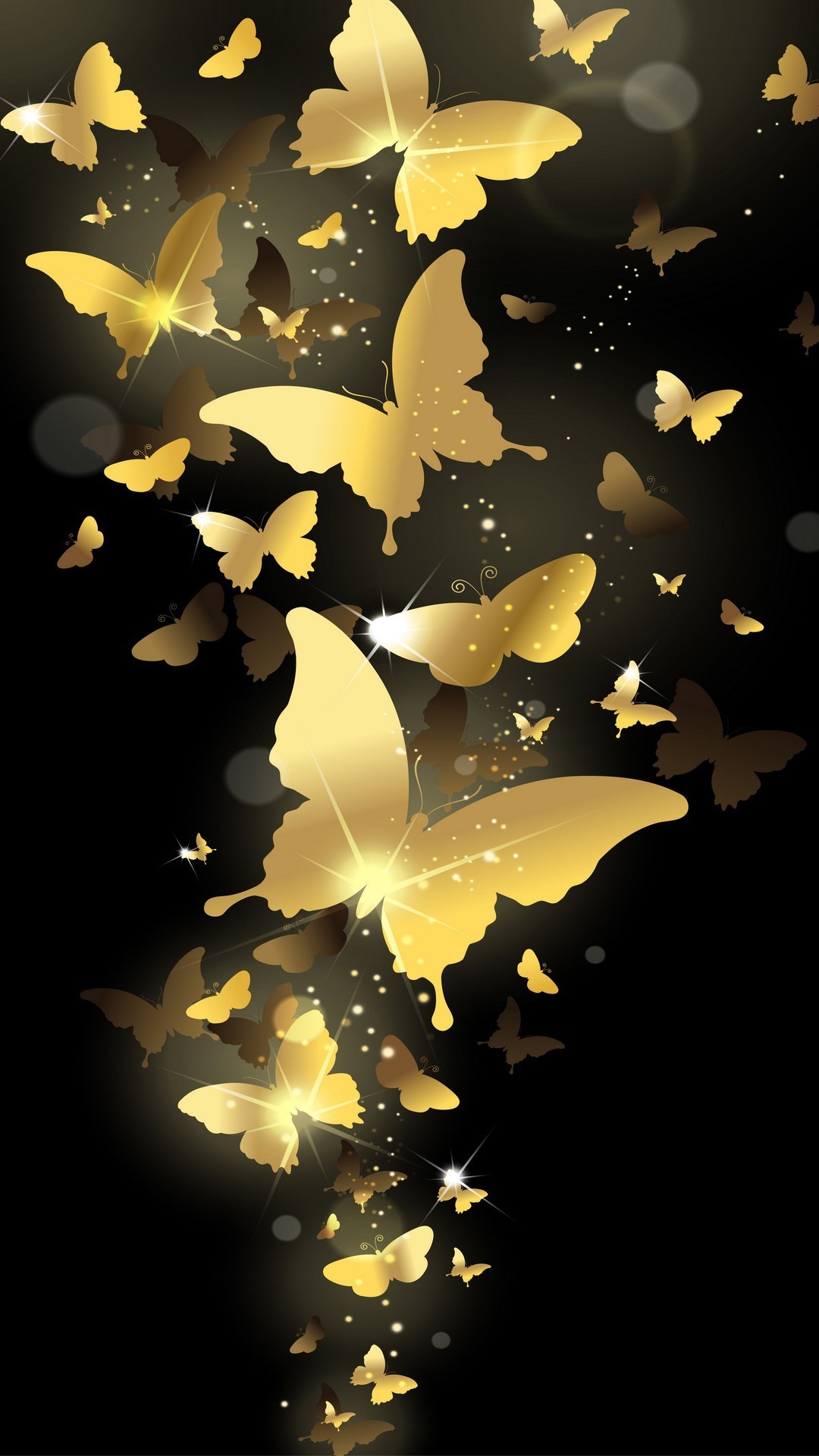 Flying Golden Butterflies Lockscreen iPhone 6 Plus HD Wallpaper
