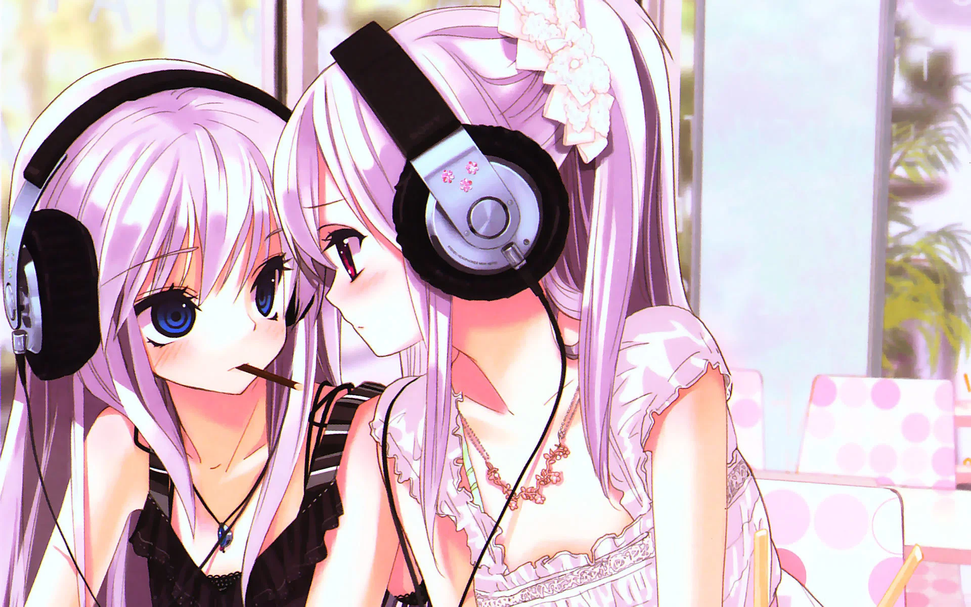 Wallpaper kawaii, cute, earphones, nyashka anime | HD Desktop .