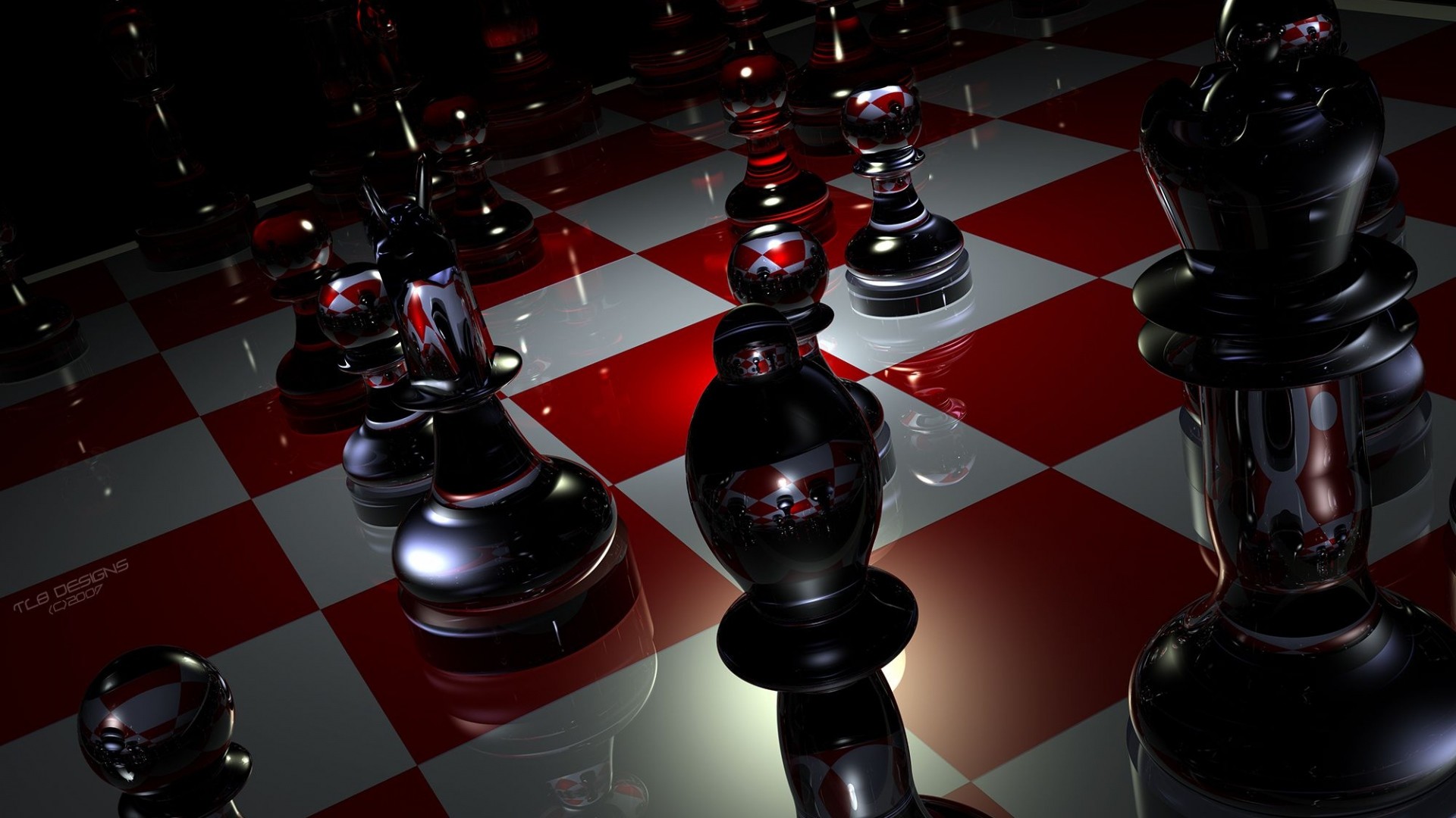 Preview wallpaper pieces, chess, boards, glass 1920×1080