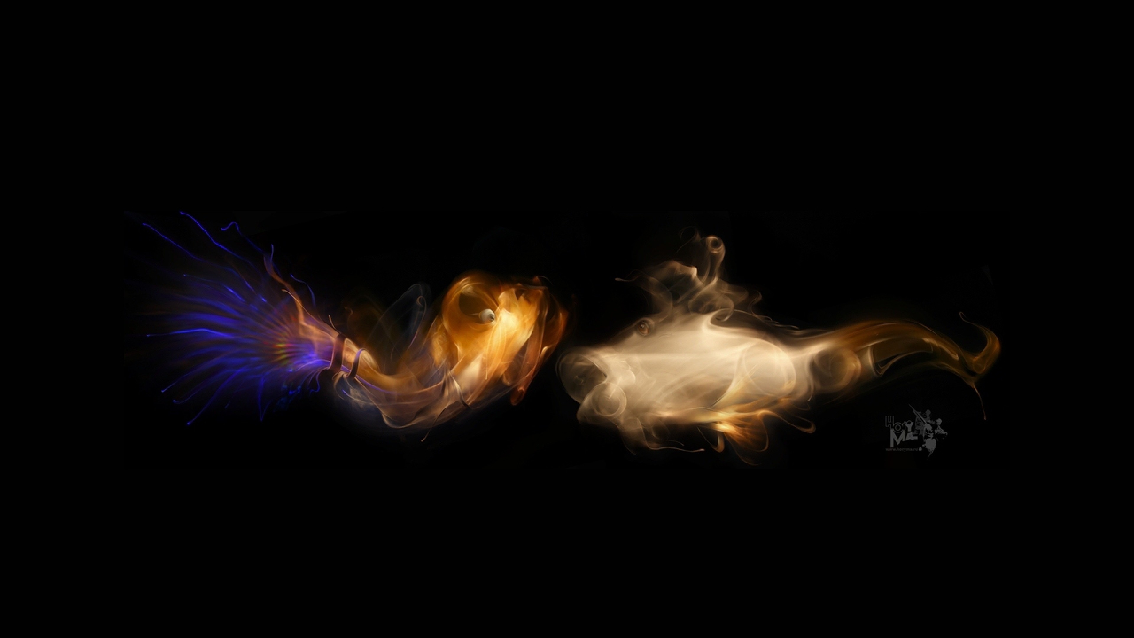 Preview wallpaper smoke, dark backgrounds, light, figure 3840×2160