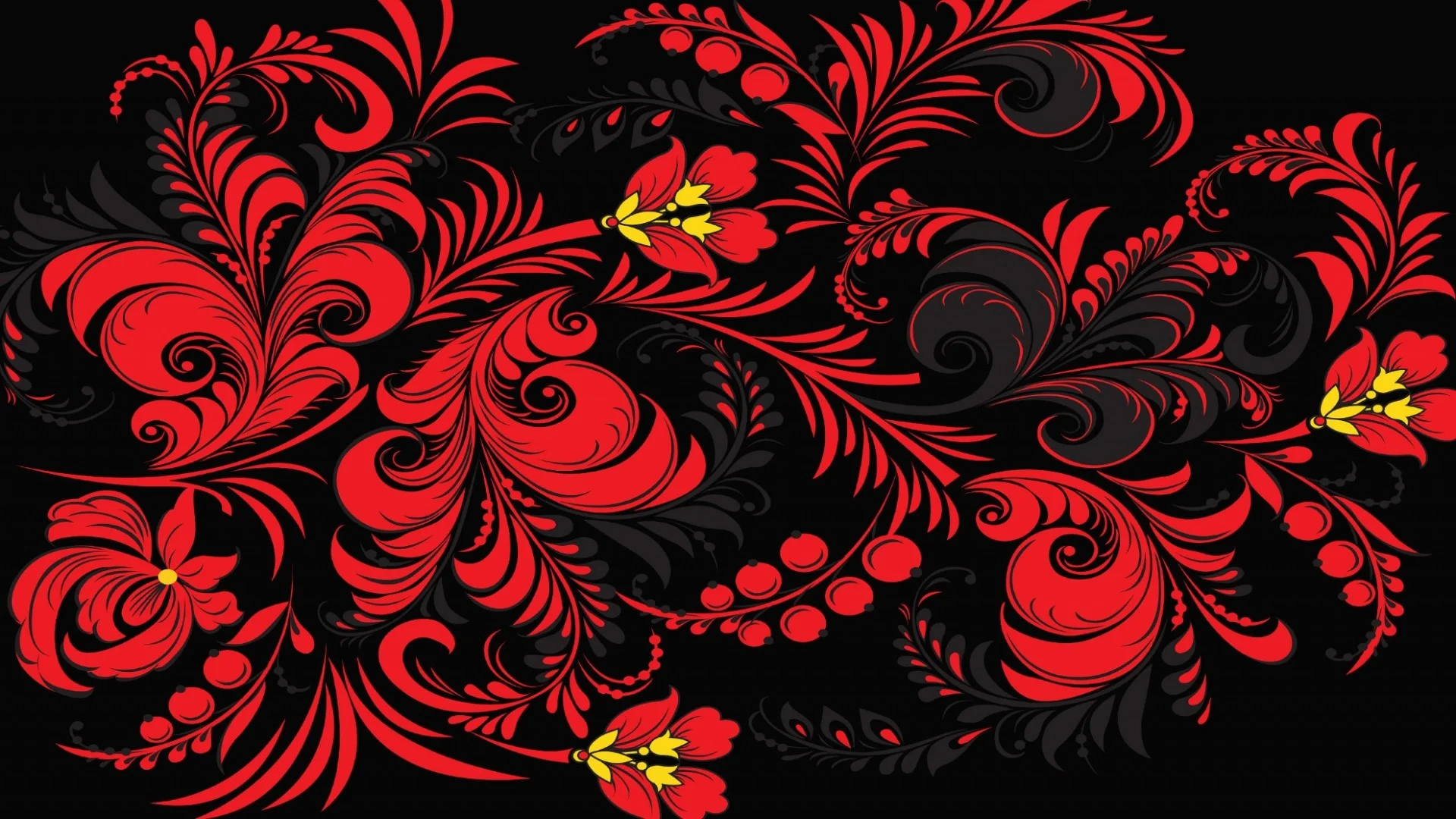 Preview wallpaper khokhloma, pattern, color, background, russia, texture  1920×1080