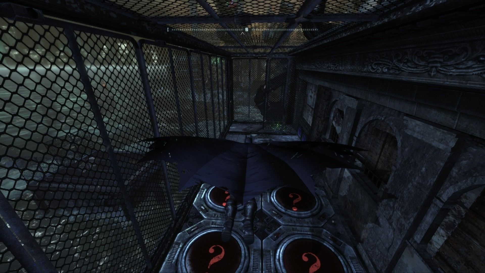 On top of kran Toys, use remote batarang right after the first door opens inside the vent, hit the question mark, then use second batarang to remote to the