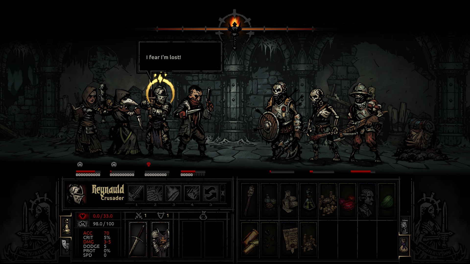 My first dungeon. Shortly after, my Plague Doctor died. Clearly Im off to a good start