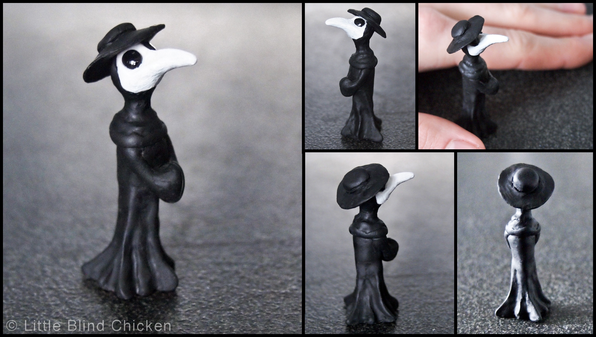 Mini Plague doctor polymer clay by Little Blind Chicken