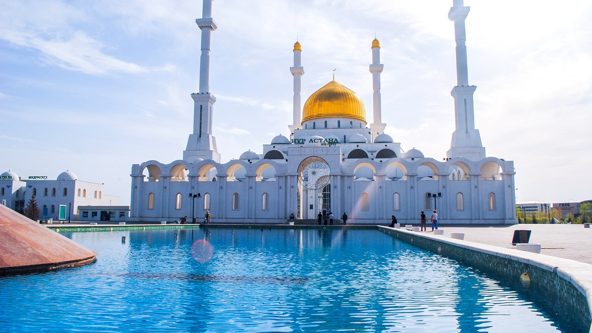 Preview wallpaper astana, mosque, minaret, kazakhstan 1920×1080