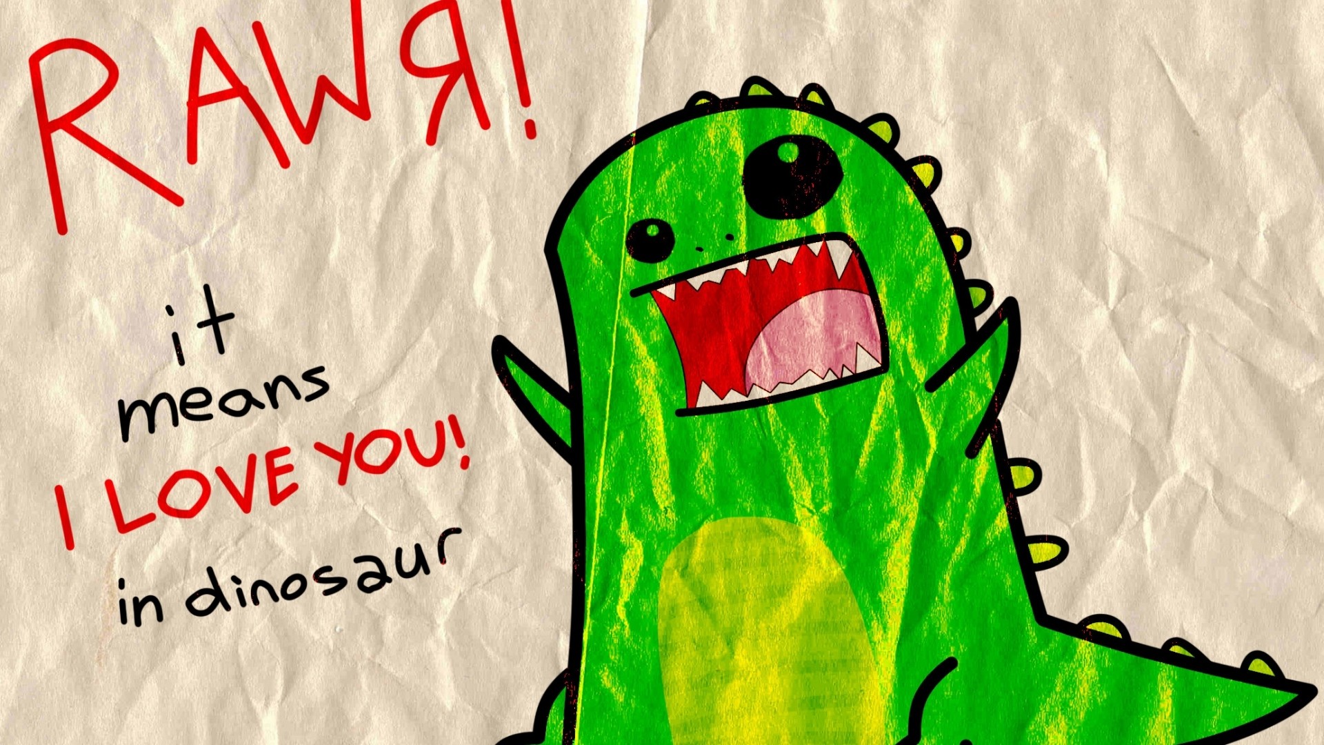 Preview wallpaper picture, dinosaur, animal, green, paper 1920×1080