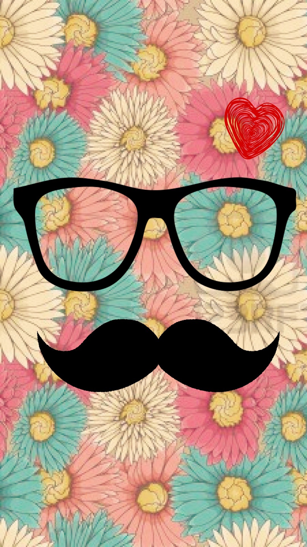 hipster mostacho- vintage flower – love vintage- wallpapers for phone –  iphone
