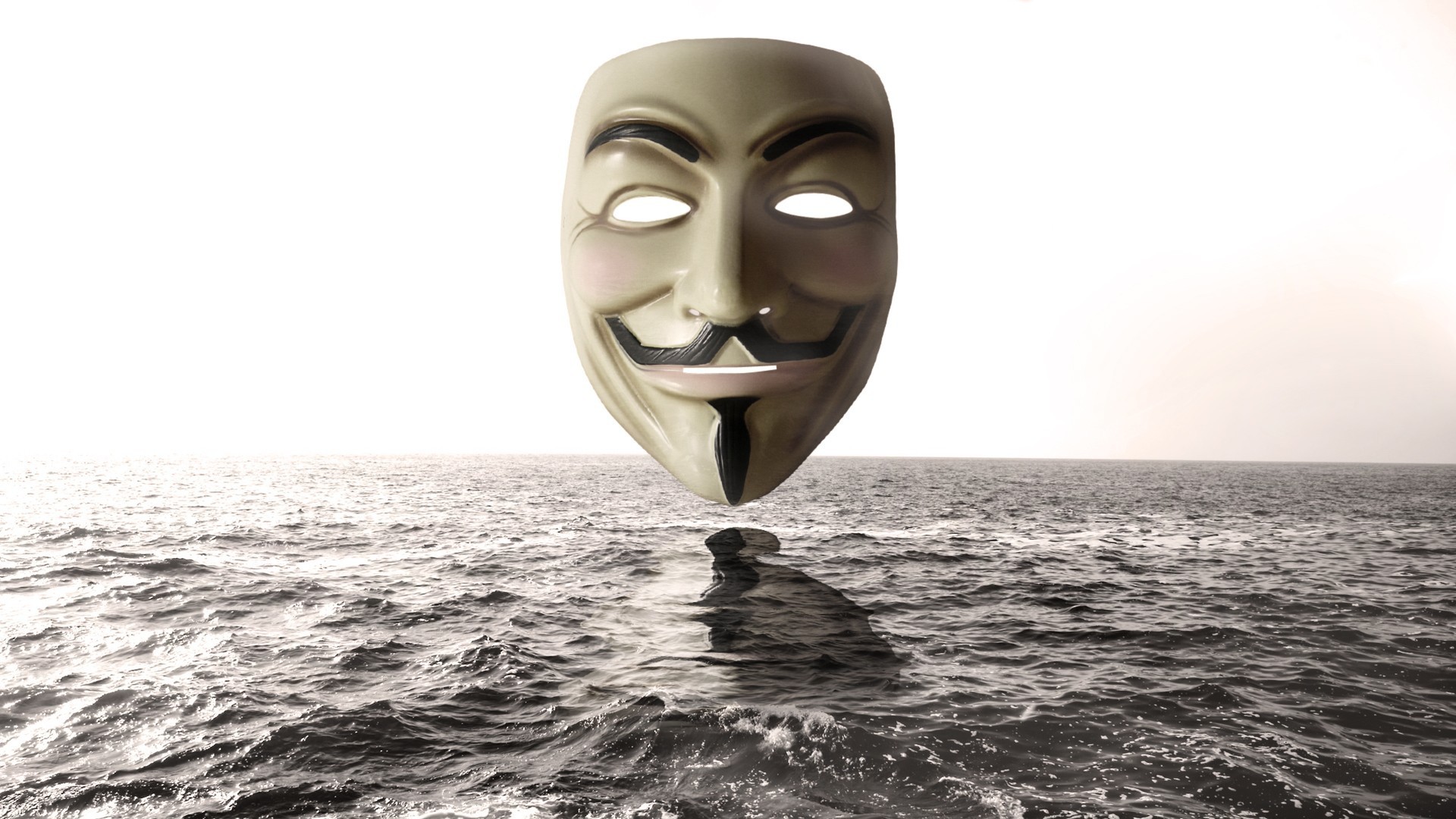 Anonymous mask above water wallpaper, Anonymous mask above water Digital  Art HD desktop wallpaper