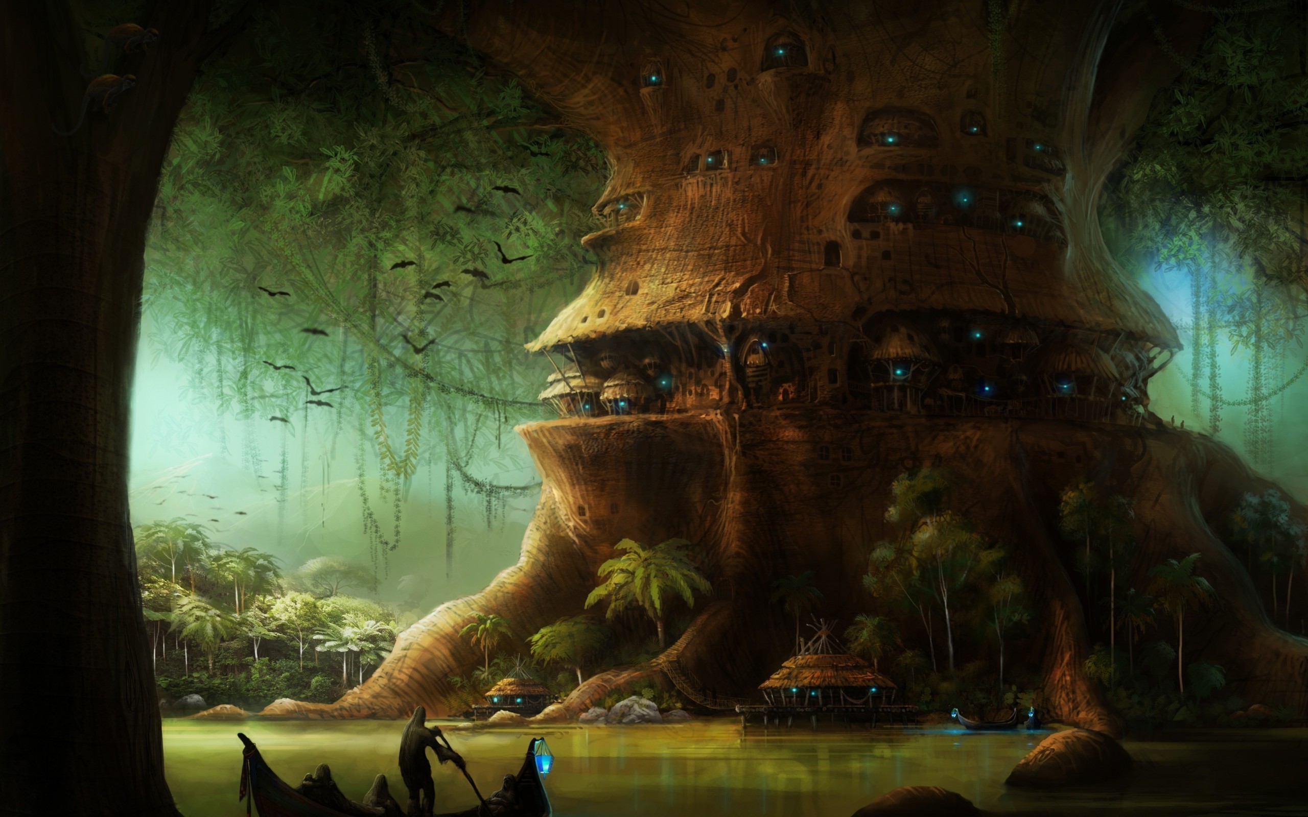 Fantasy City Tree Postnuclear Nuclear Fantasy Wallpaper