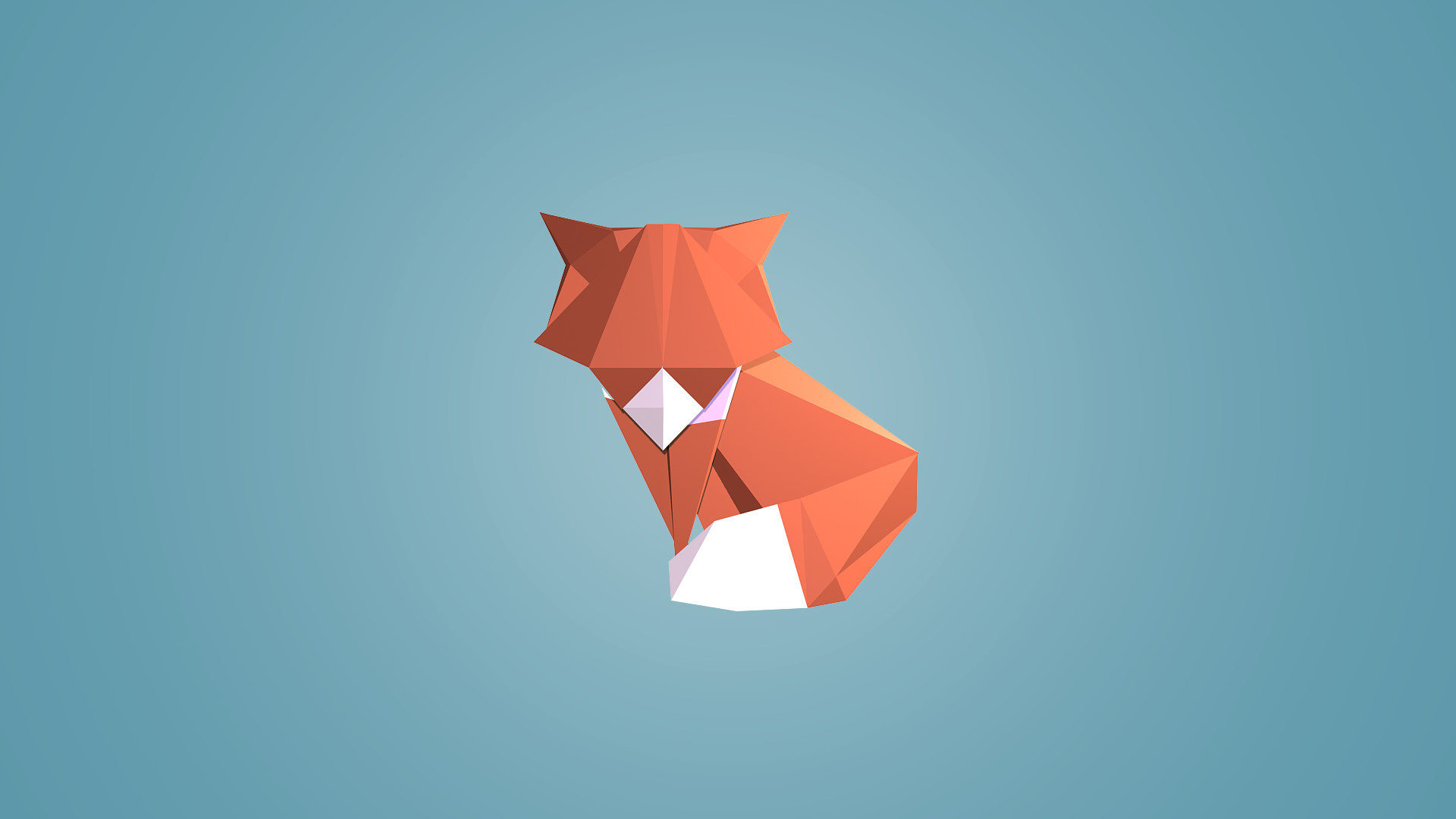 Digital Art, Low Poly, Animals, Fox, Blue Background, Simple Background,