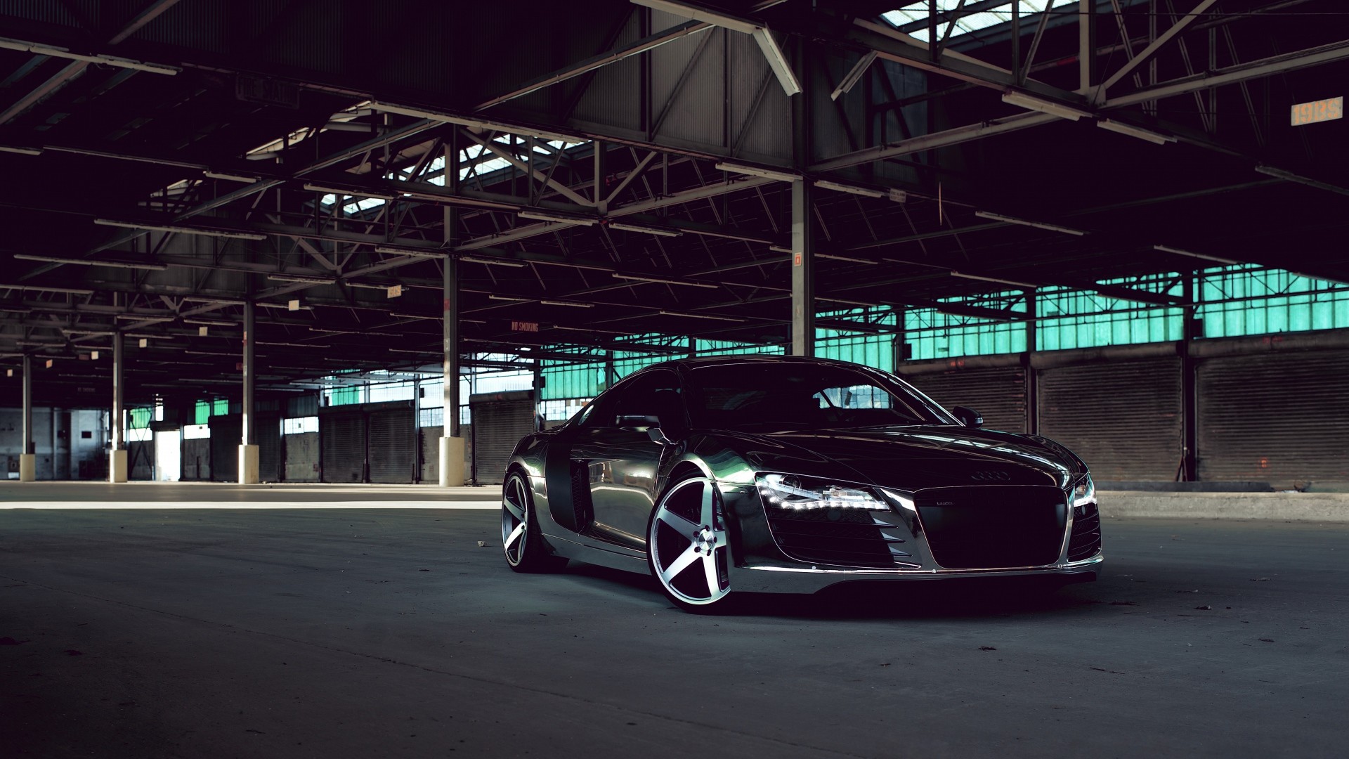 Preview wallpaper audi, r8, chrome, cw 5, matte black, black