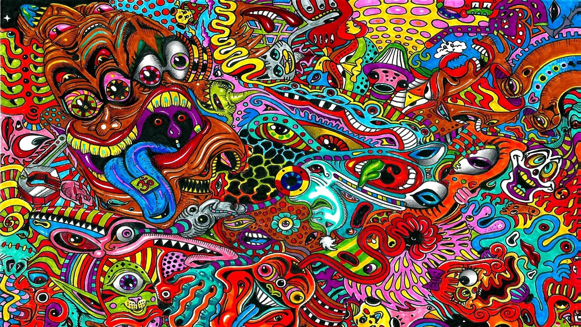 Preview wallpaper drawing, surreal, colorful, psychedelic 1920×1080