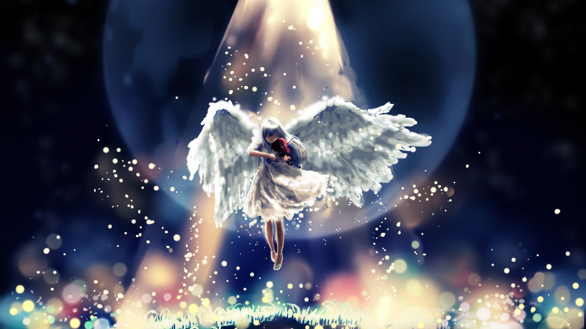 Preview wallpaper angel, flying, sky, beautiful 1920×1080