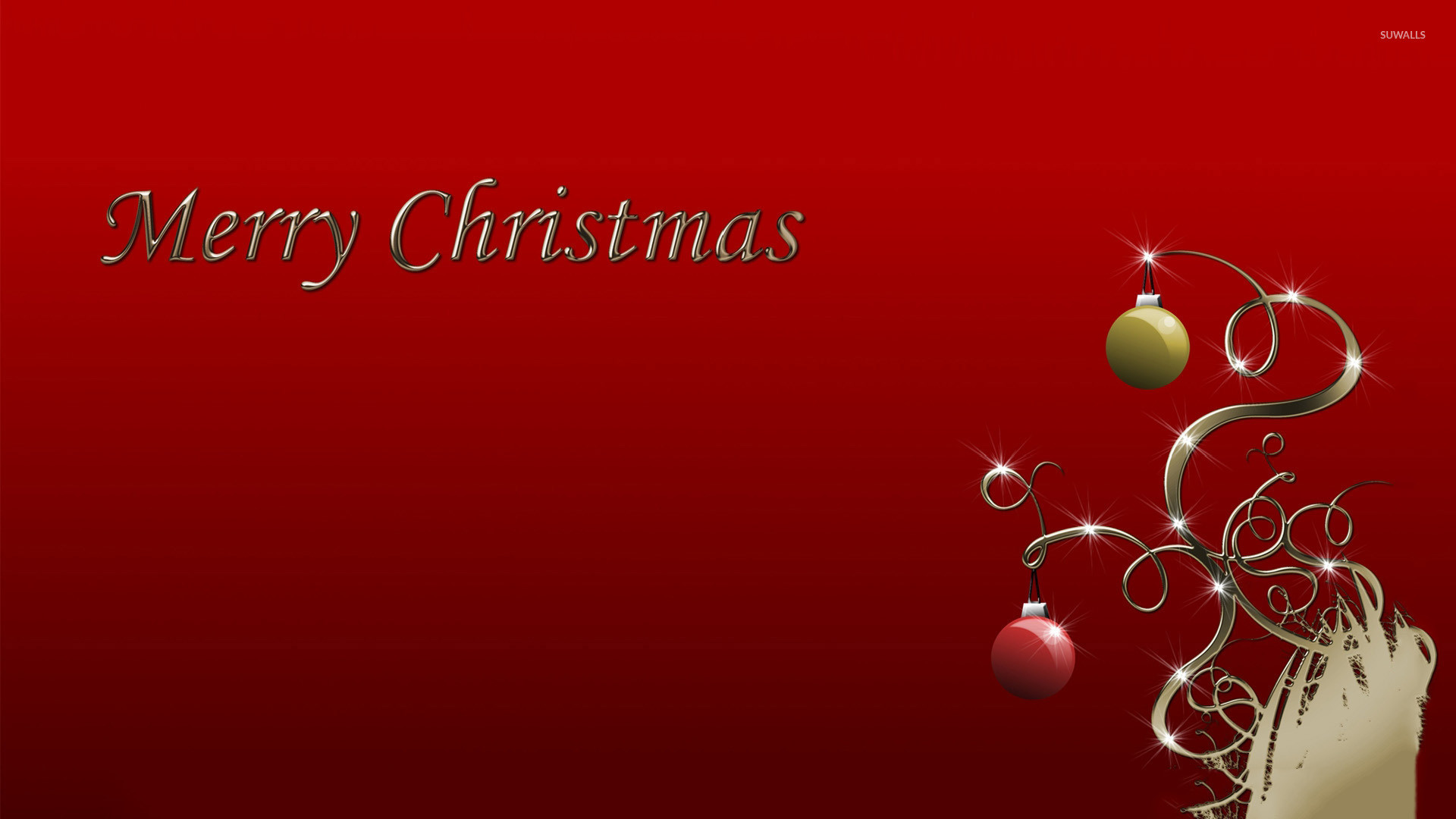 Red and green Christmas baubles wallpaper jpg