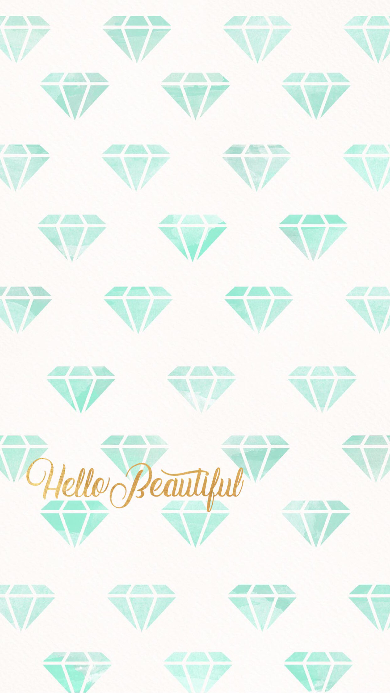 Hello beautiful, wallpaper, background, iPhone, phone, diamond, diamonds, teal