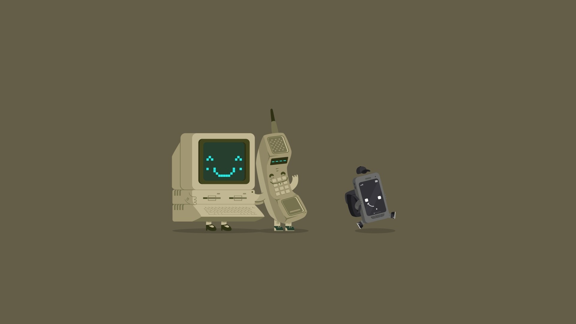 Preview wallpaper minimalism, telephone, computer, technology 1920×1080