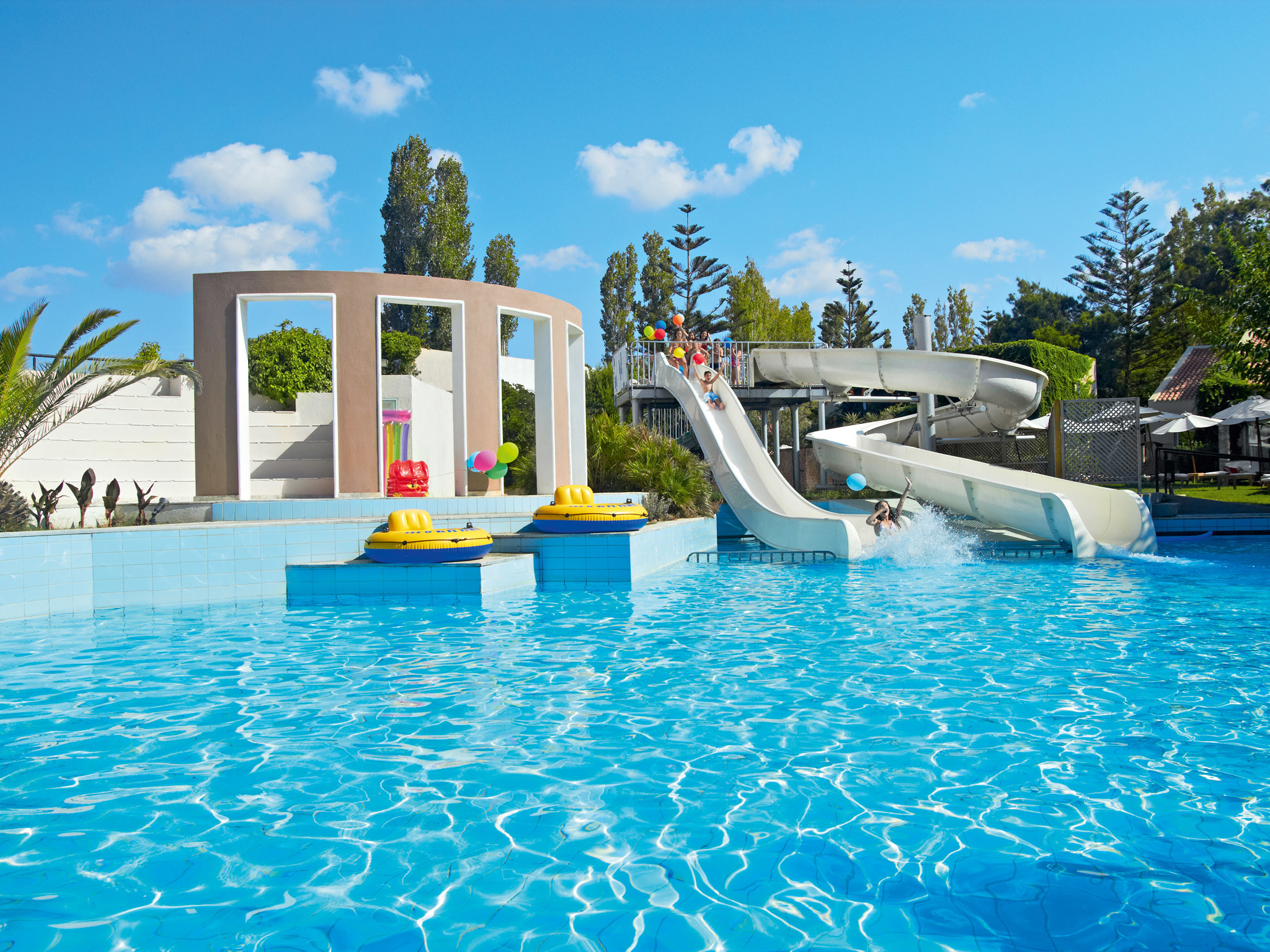 Family pool with waterslides