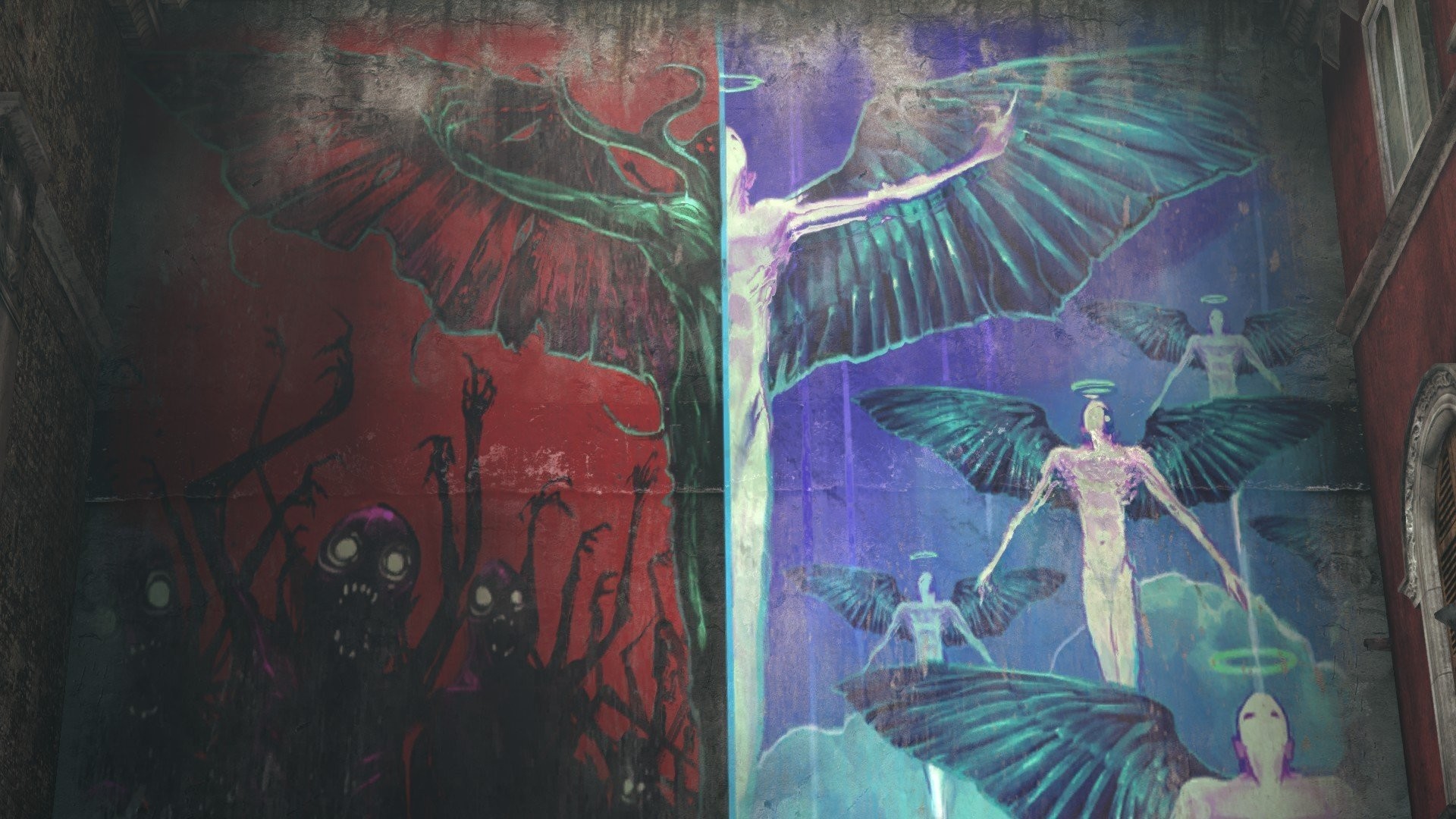 Angels Demons Heaven Amp Hell Graffiti Walls Wings Halo DmC Devil May Cry