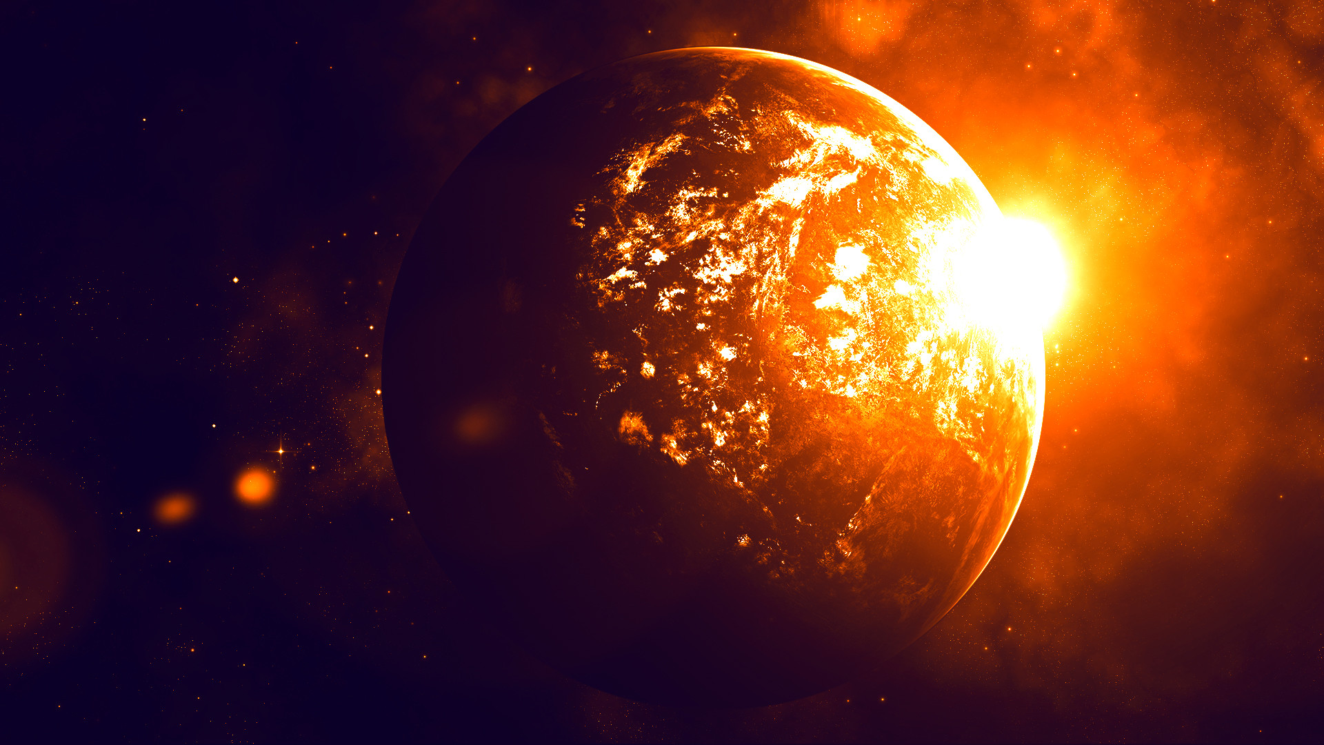 The Planet on Fire Wallpaper by Hardii