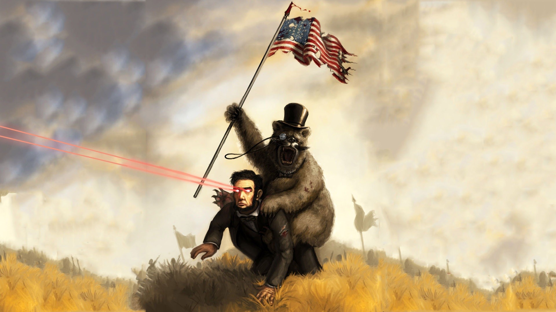 Abraham Lincoln being rode by the infamous anti slavery bear