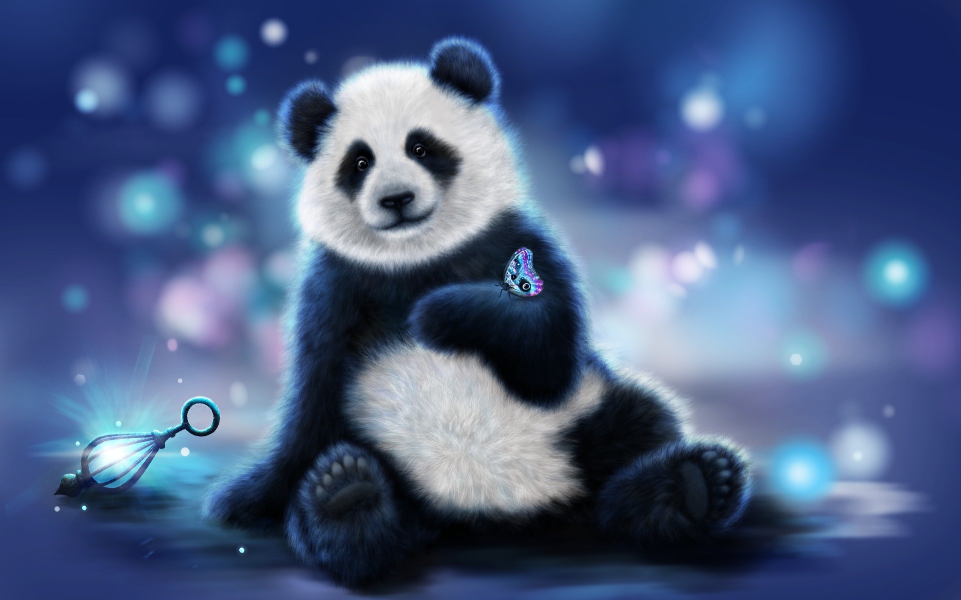 Cute Panda And Butterfly HD Wallpaper