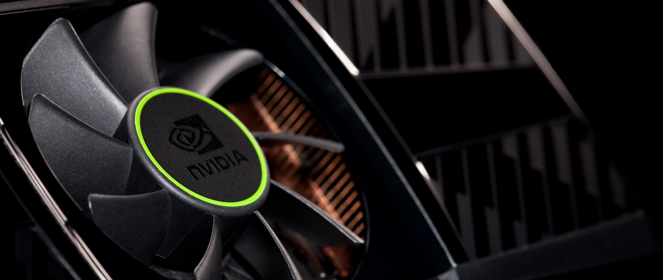 Preview wallpaper nvidia, company, vga, cooler, black, green 2560×1080