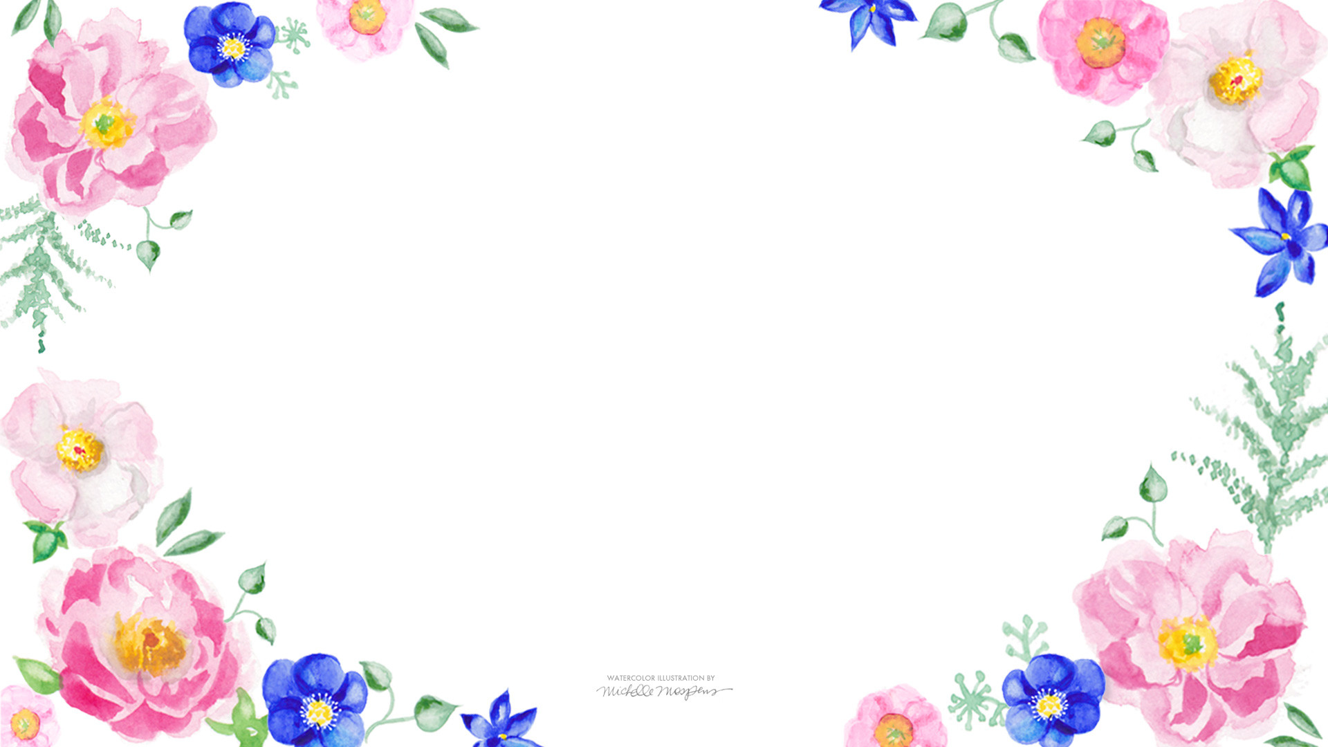 blue-pink-watercolor-floral-wallpaper-1920-1080.jpg (1920Ã1080) | Floral |  Pinterest | Wallpaper, Wallpaper desktop and Prints