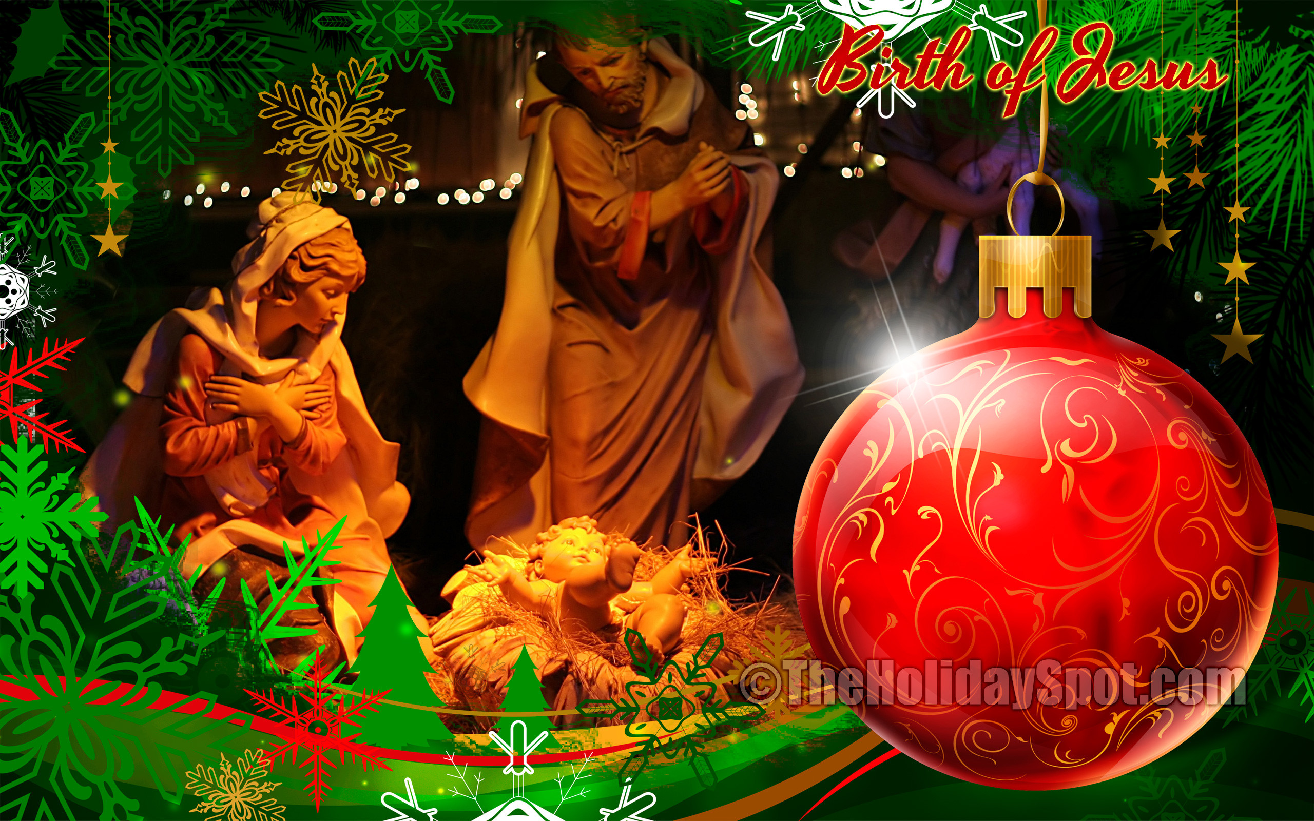 Christmas Wallpaper showing glowing earth during birth of jesus