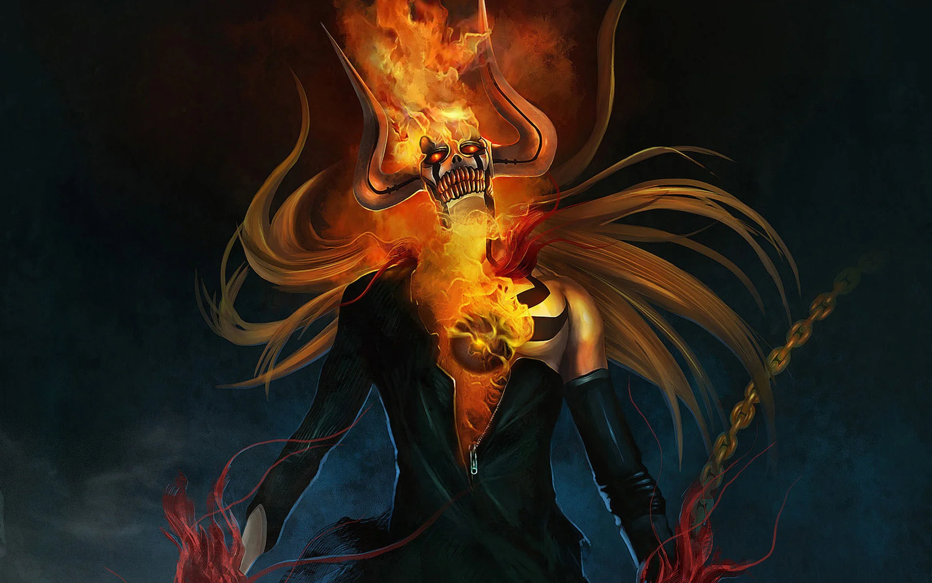 Vasto Lorde Bleach Ichigo Flaming Skull Anime Wallpaper 19201200