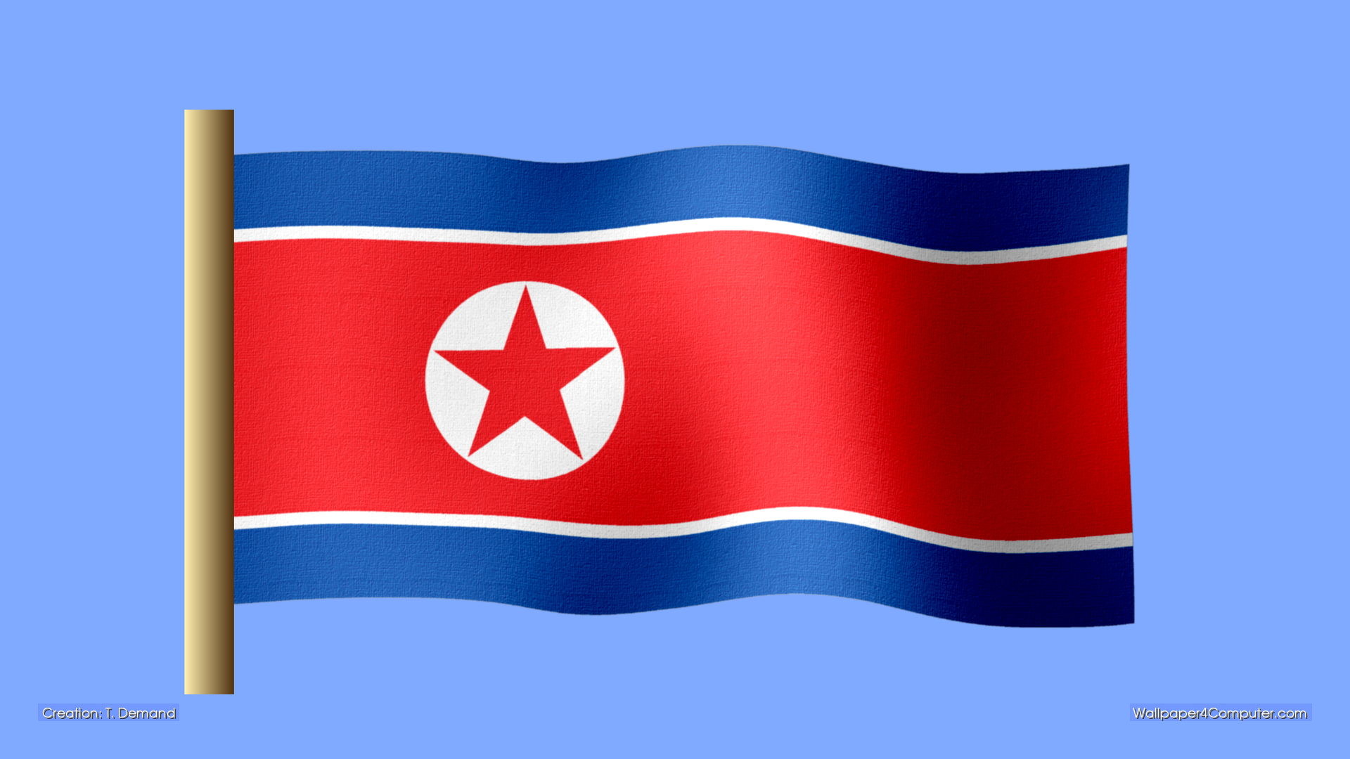 Wallpaper for Computer – North Korean flag desktop wallpaper – 1920 x 1080  pixels